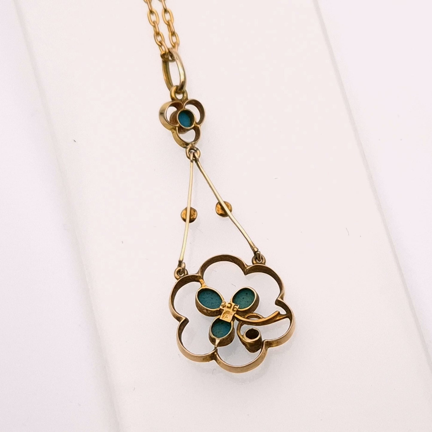 9ct Yellow gold Antique Turquoise Necklace
