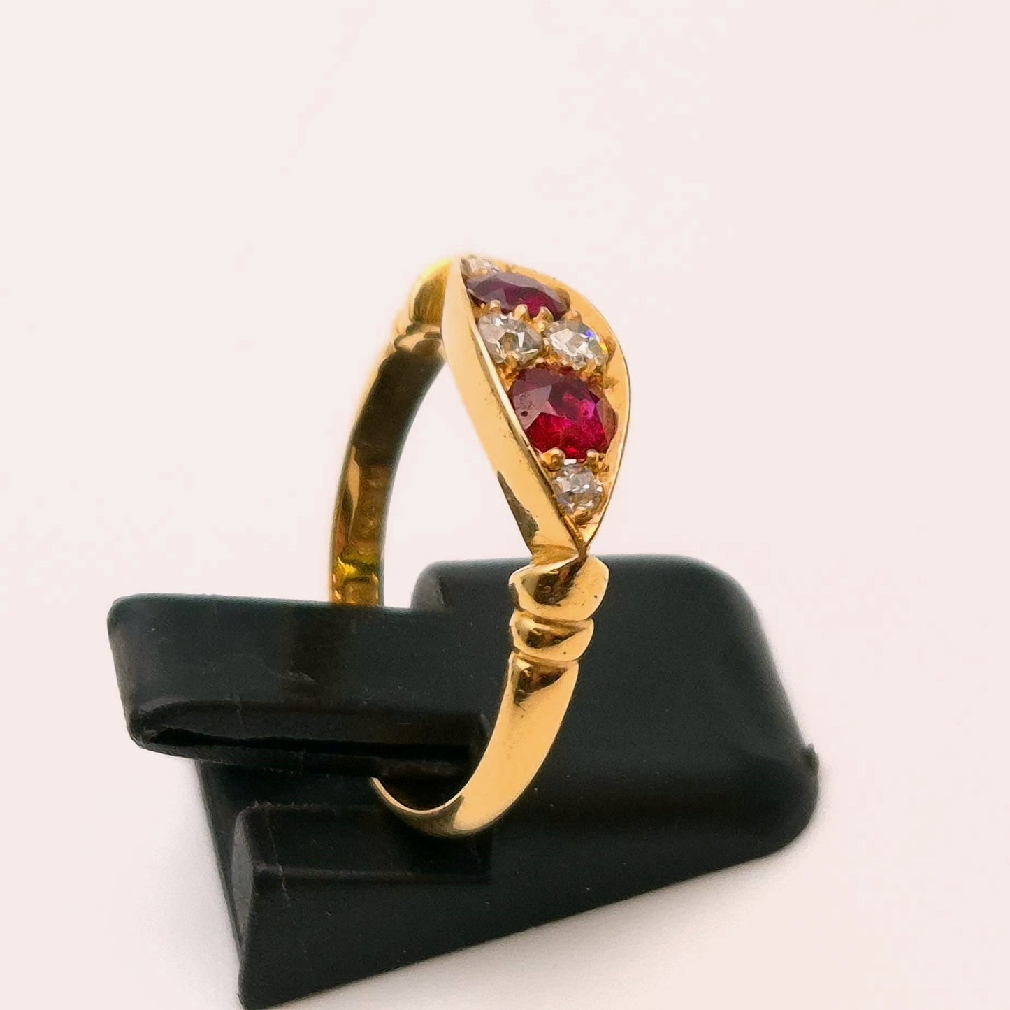 18ct Yellow gold Antique Ruby and Diamond Boat Ring