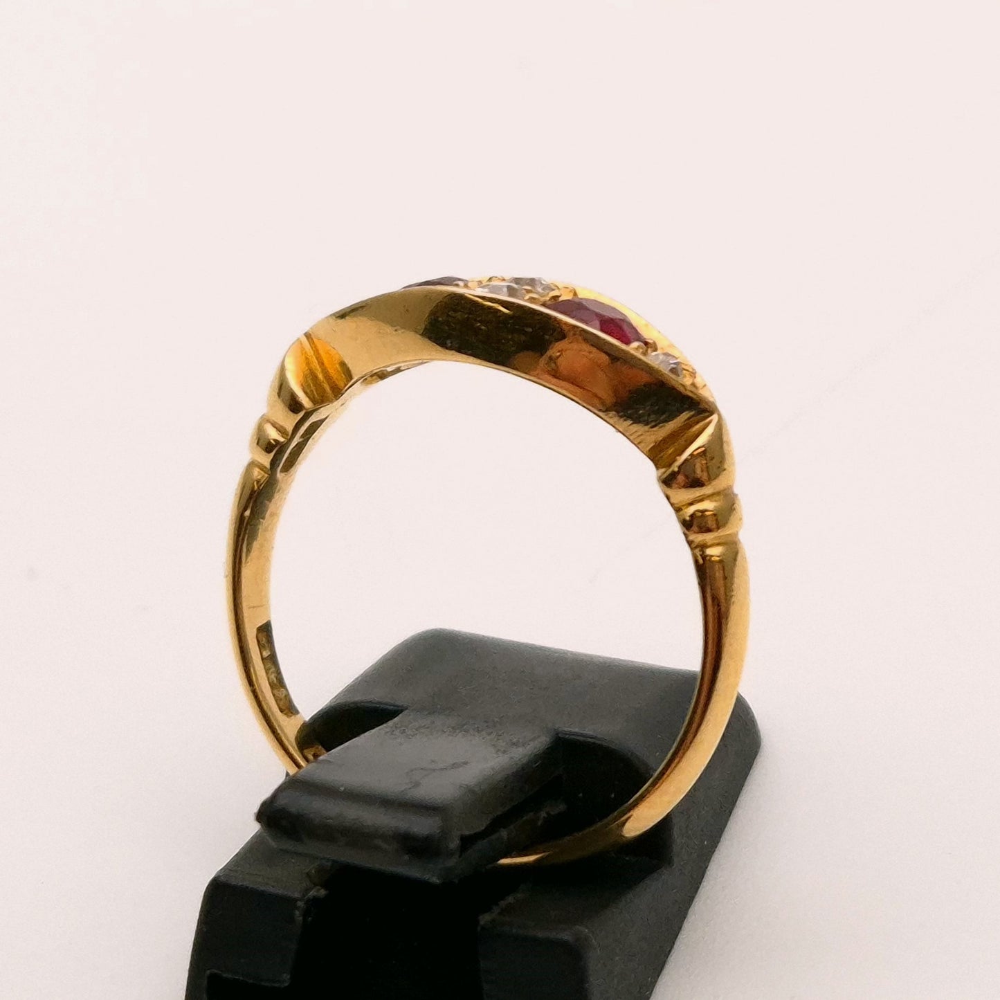 18ct Yellow gold Antique Ruby and Diamond Boat Ring
