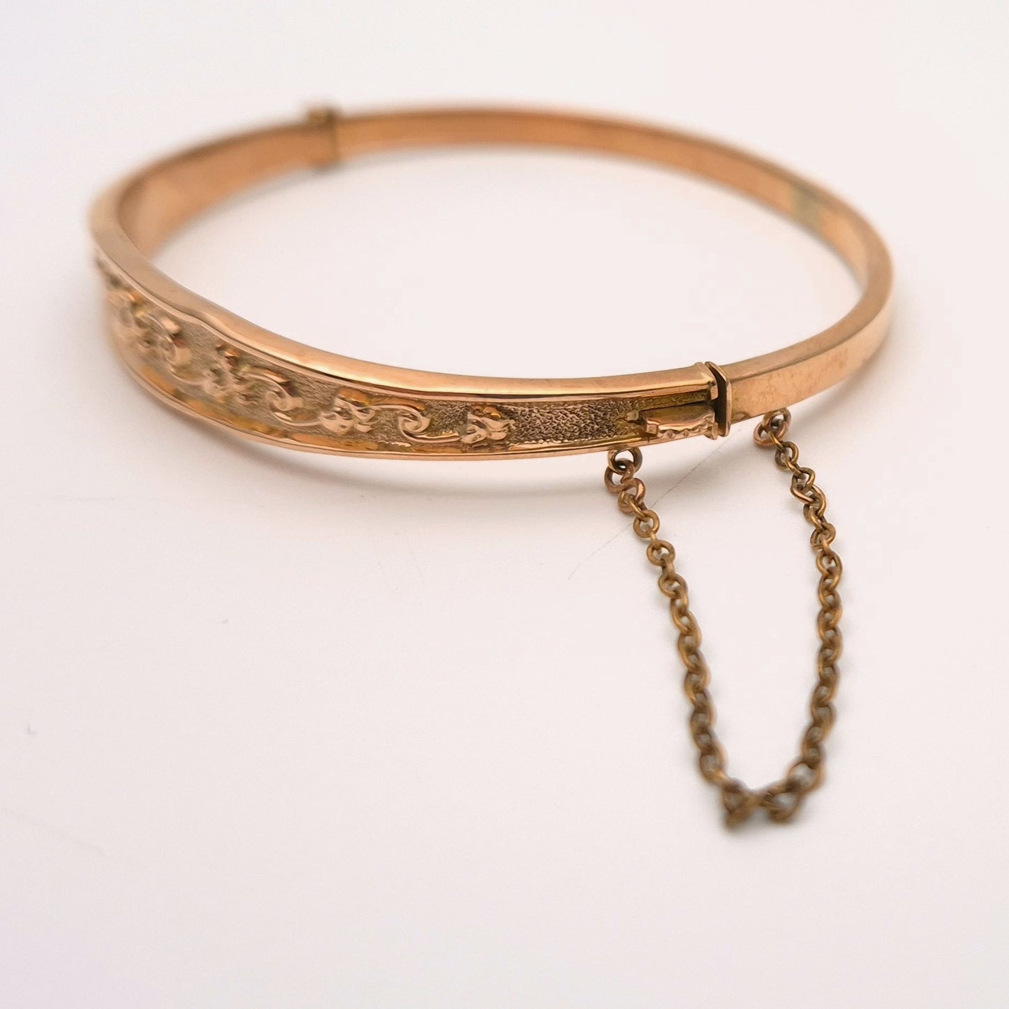 9ct Rose Gold Antique Floral Patterned Bangle