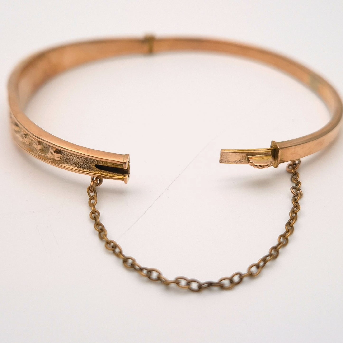 9ct Rose Gold Antique Floral Patterned Bangle