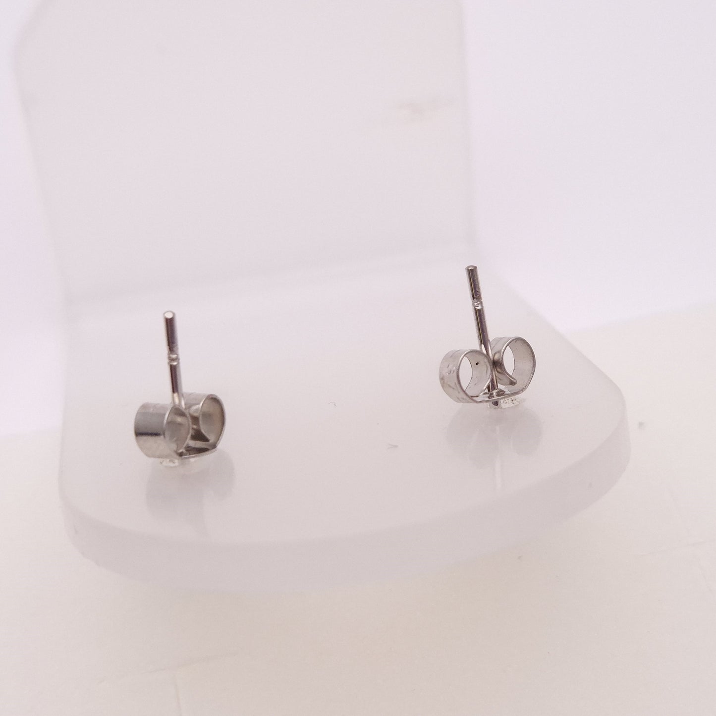 9ct White Gold Diamond Double Heart Stud Earrings