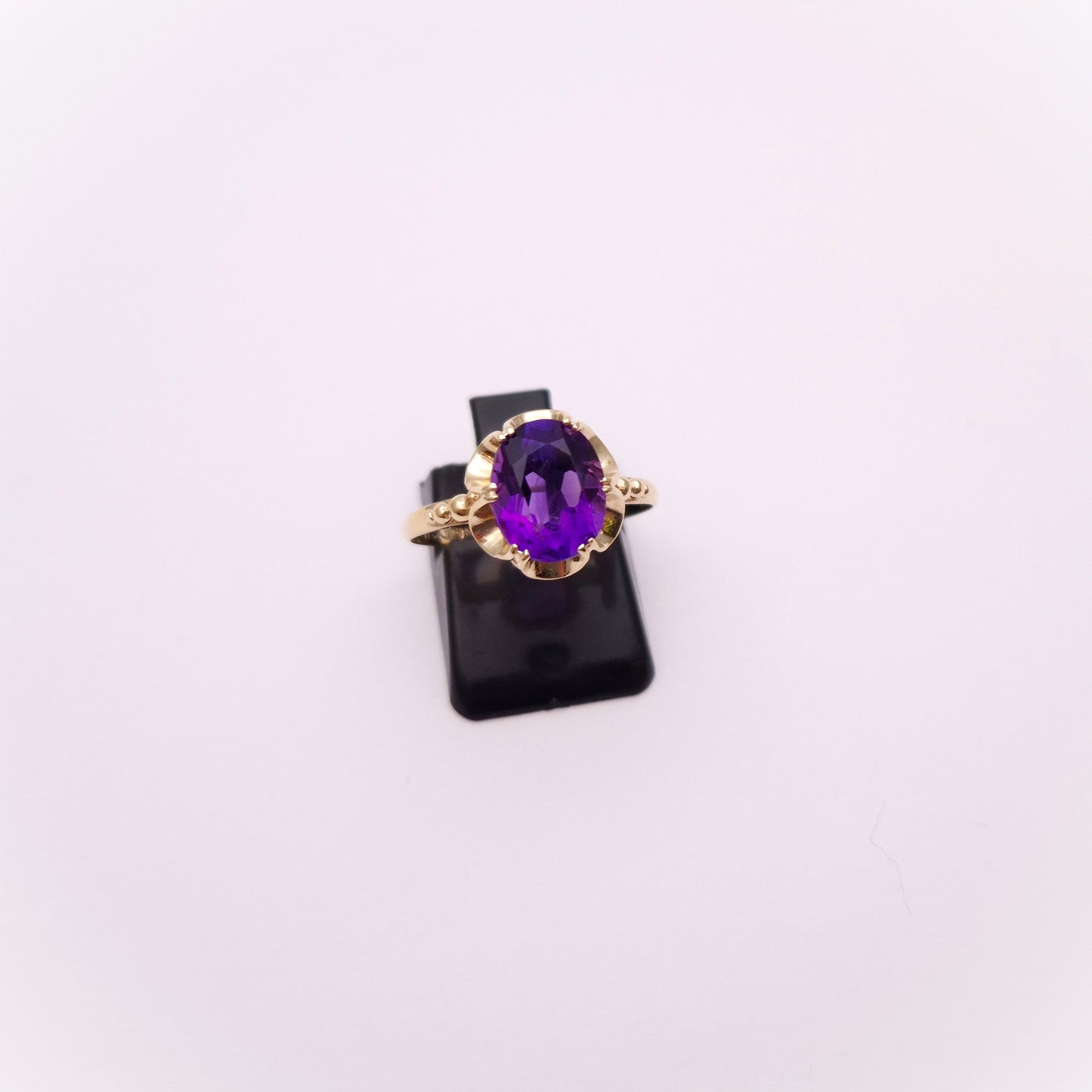 9ct Yellow Gold Amethyst set 'Gypsy' Style ring
