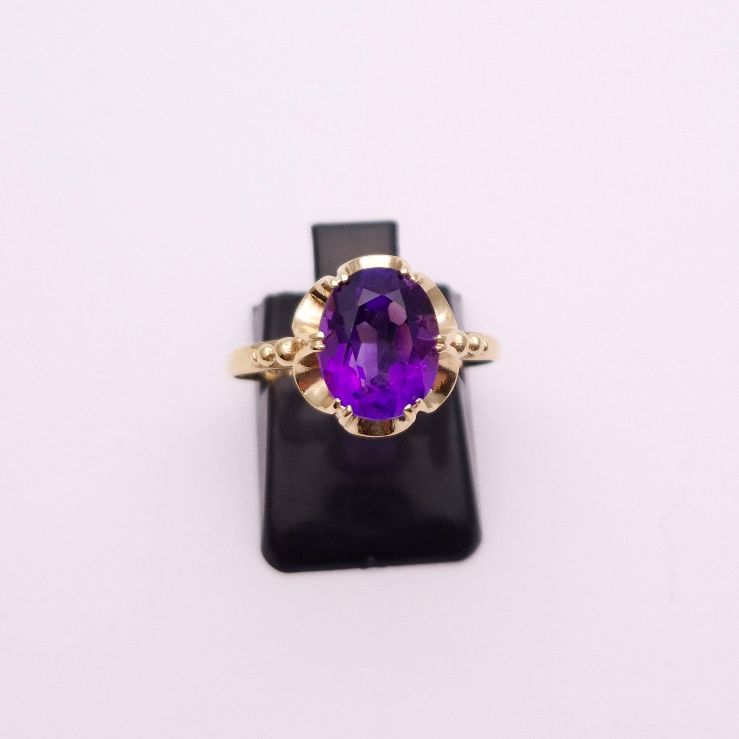 9ct Yellow Gold Amethyst set 'Gypsy' Style ring