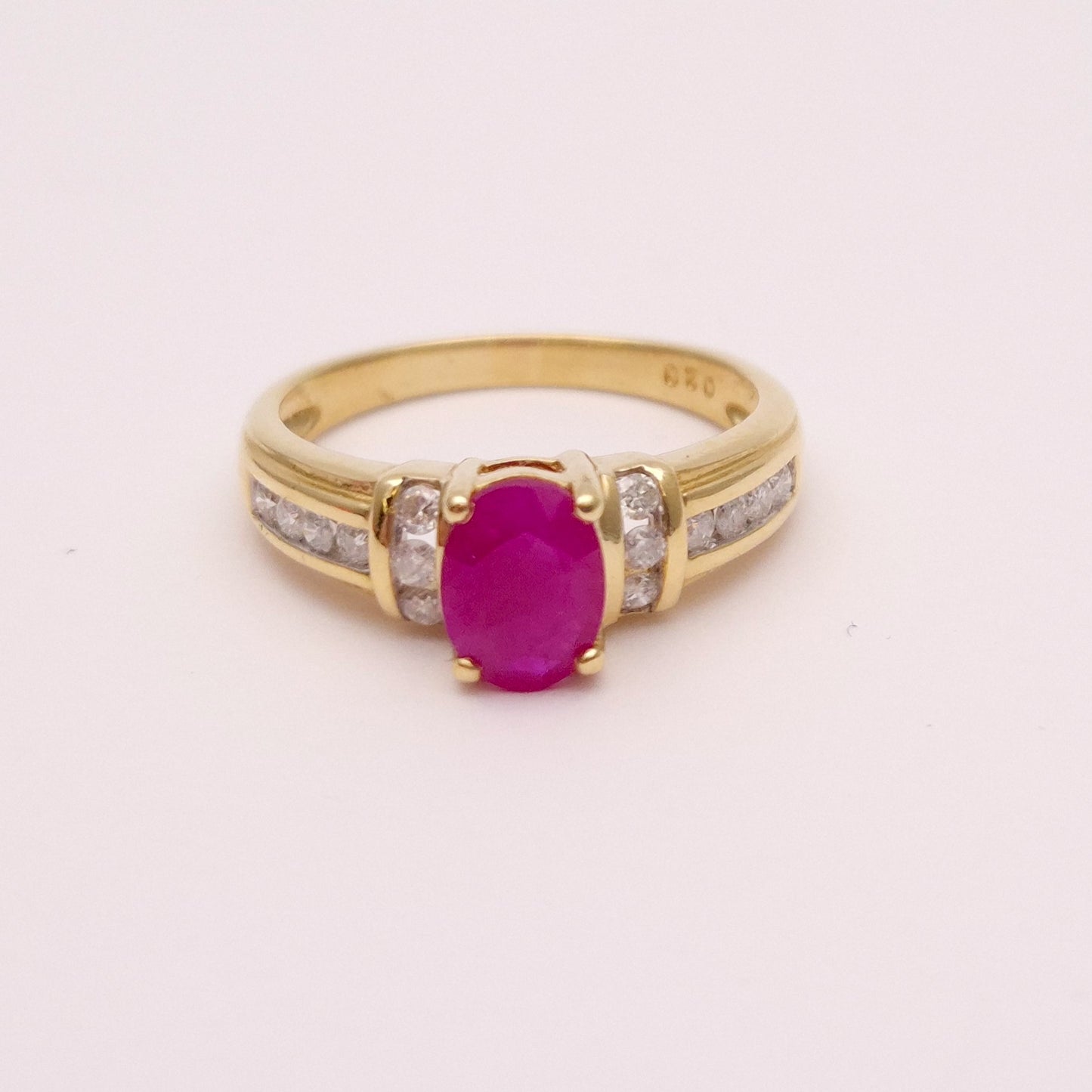 18ct Yellow Gold Vintage Ruby and Diamond Ring