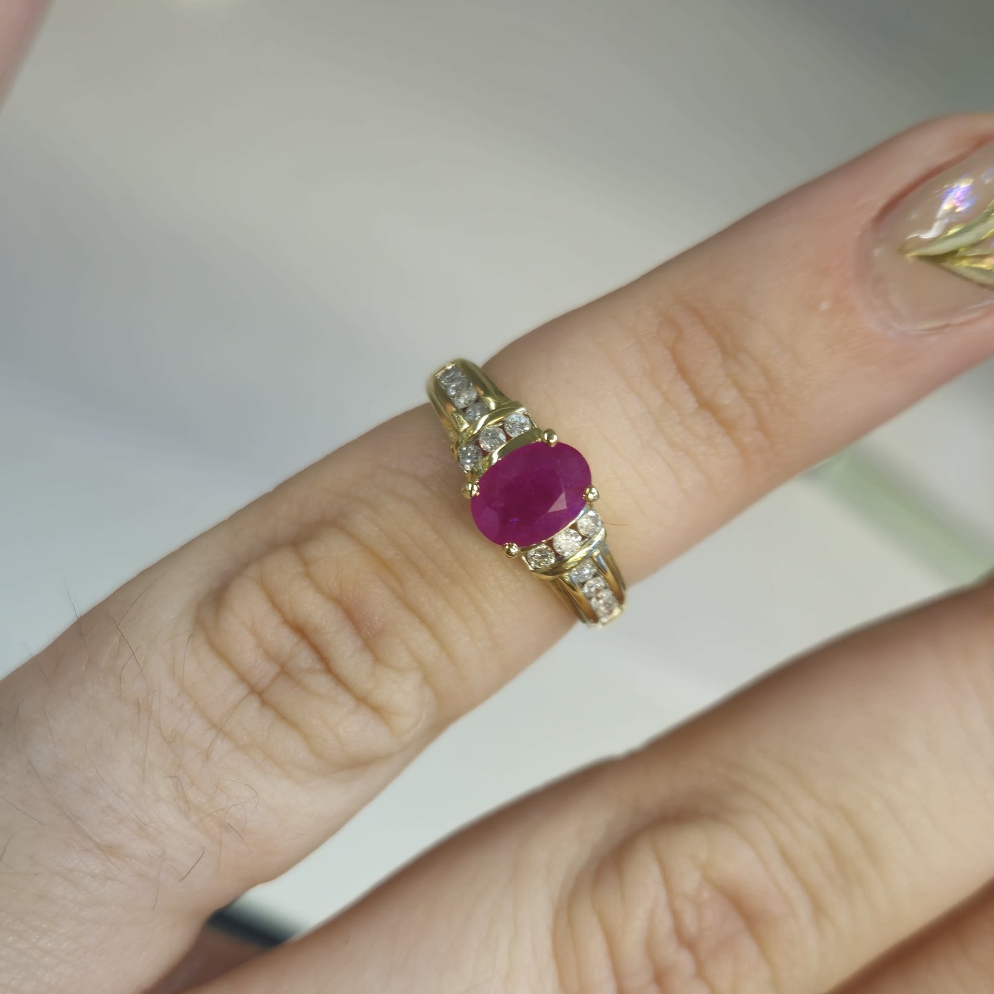 18ct Yellow Gold Vintage Ruby and Diamond Ring