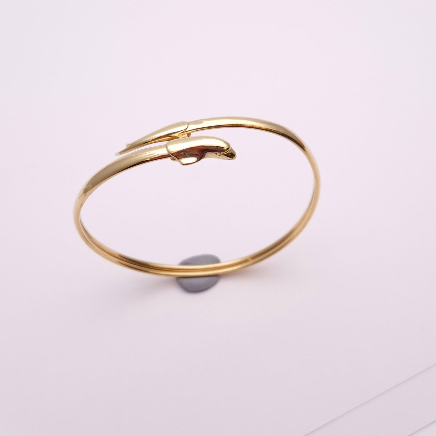 9ct Yellow Gold Dolphin Open Crossover Bangle