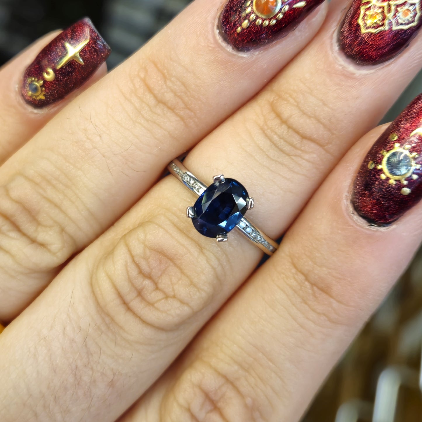 18ct White gold Sapphire and Diamond Ring