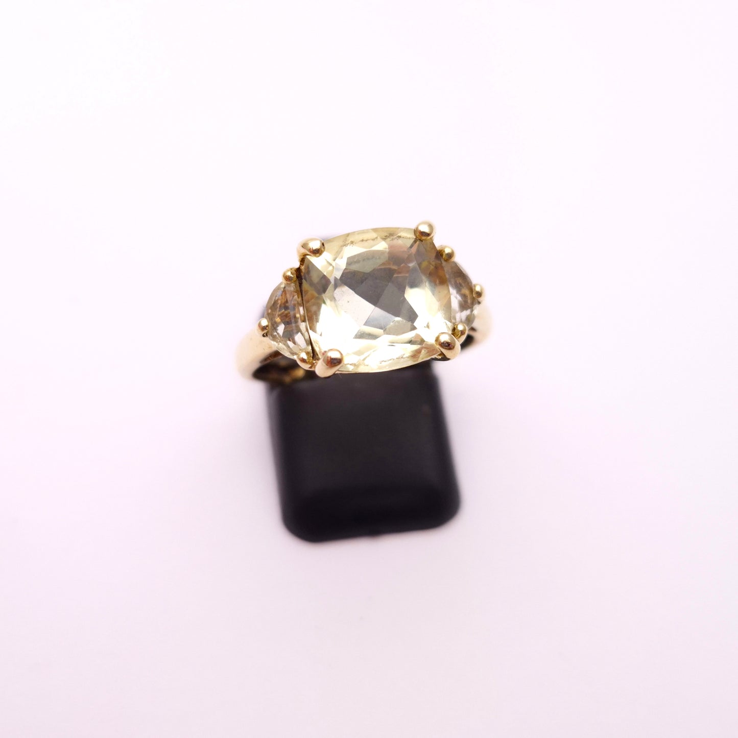 9ct Yellow Gold Pale Yellow Topaz Trilogy Ring