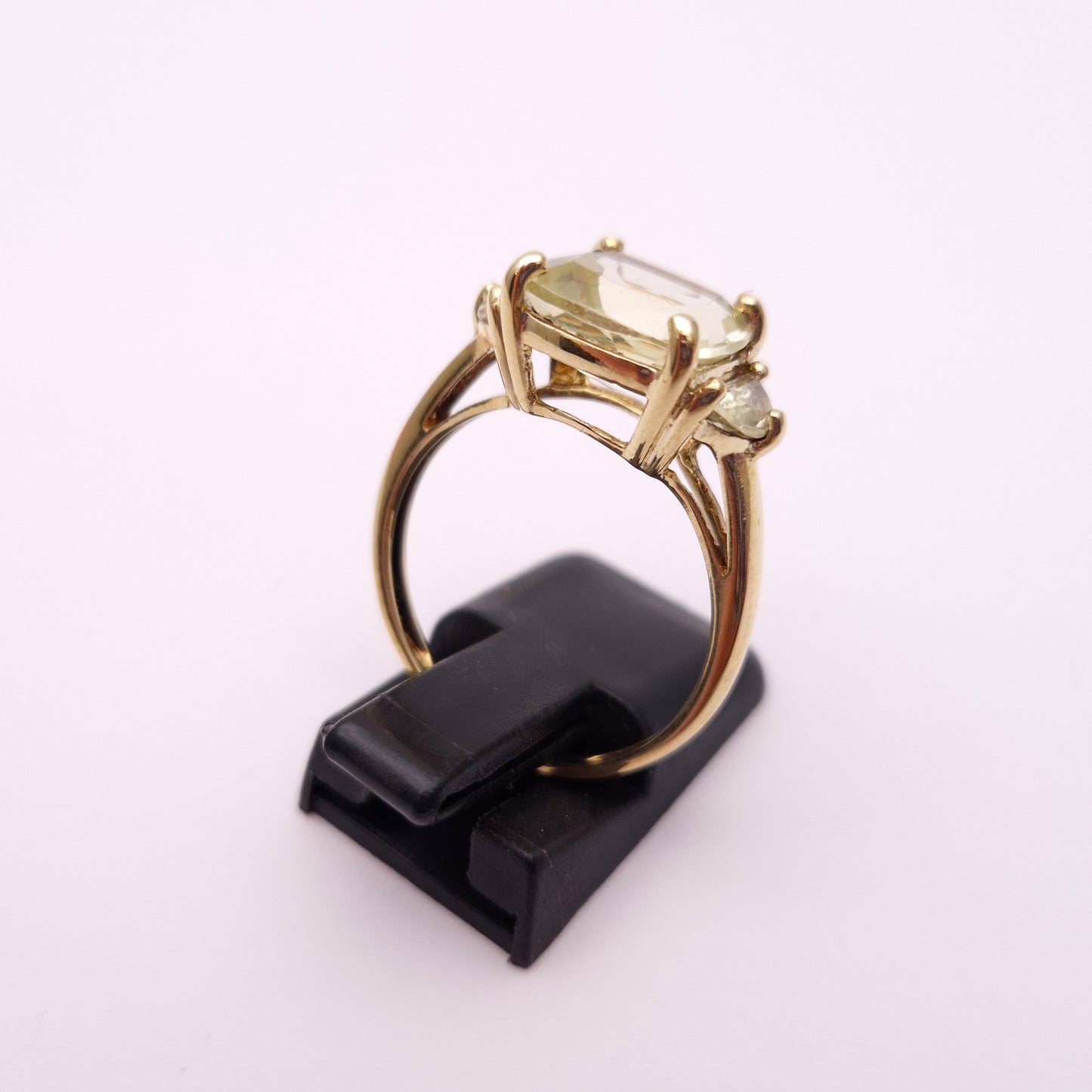 9ct Yellow Gold Pale Yellow Topaz Trilogy Ring