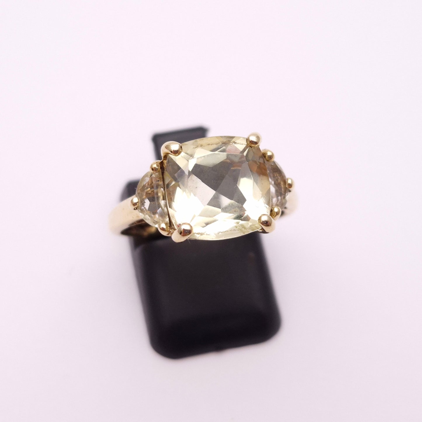 9ct Yellow Gold Pale Yellow Topaz Trilogy Ring