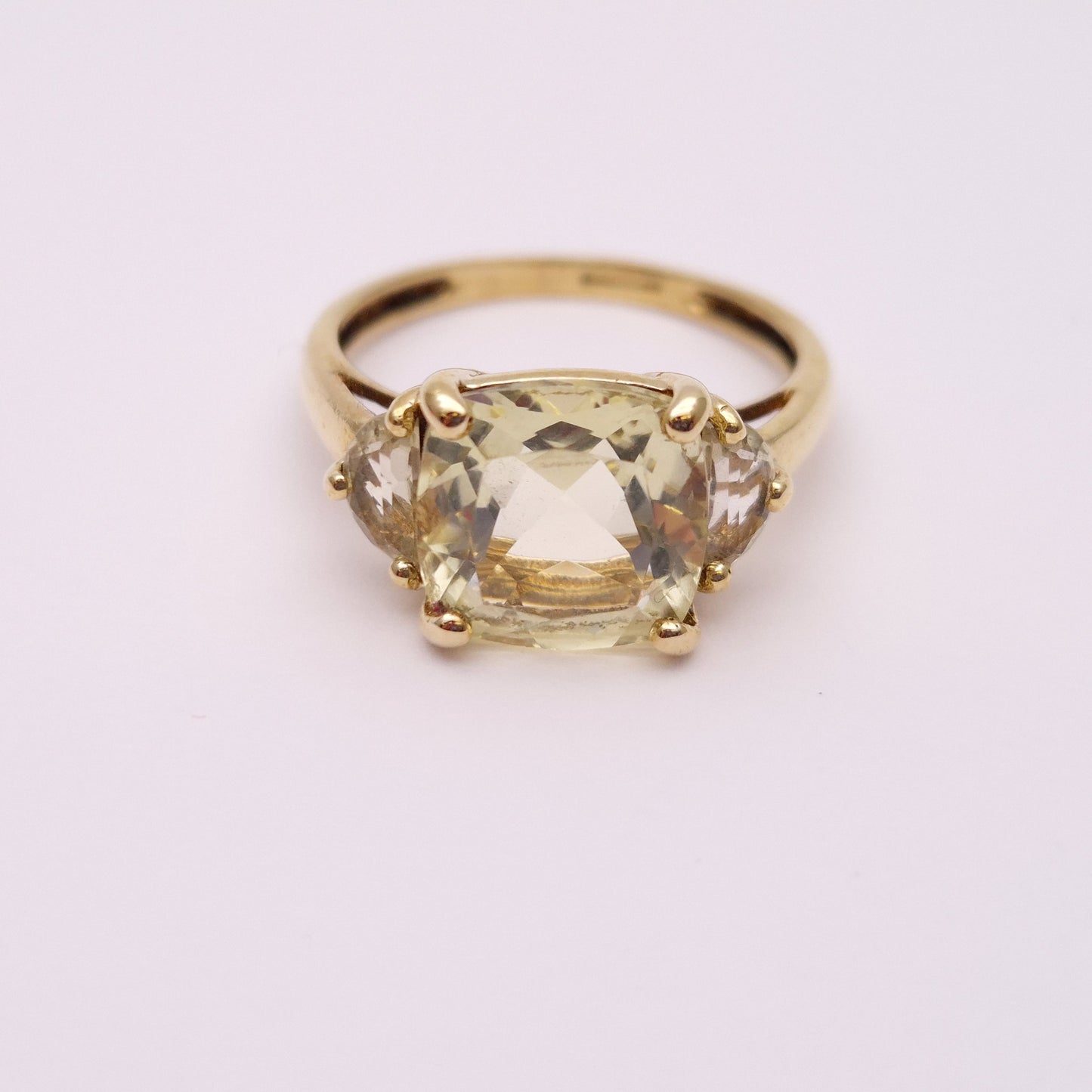 9ct Yellow Gold Pale Yellow Topaz Trilogy Ring