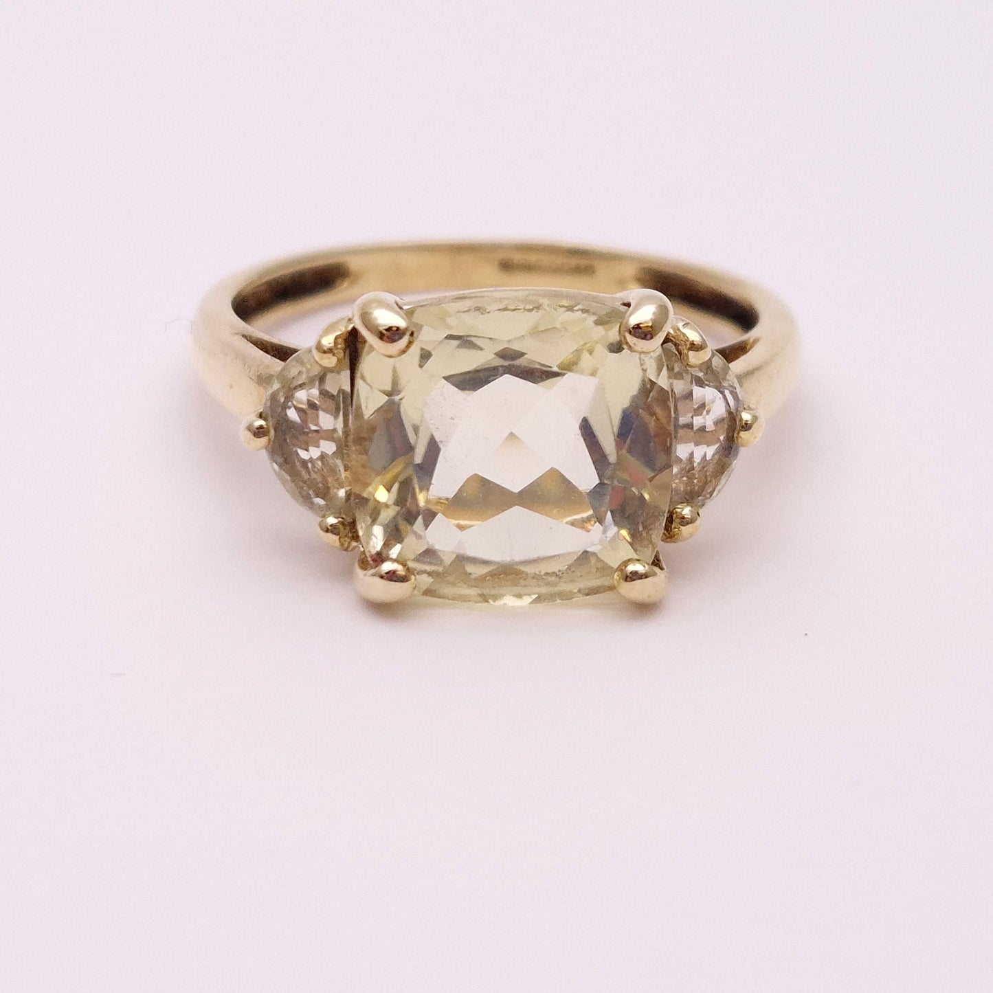 9ct Yellow Gold Pale Yellow Topaz Trilogy Ring