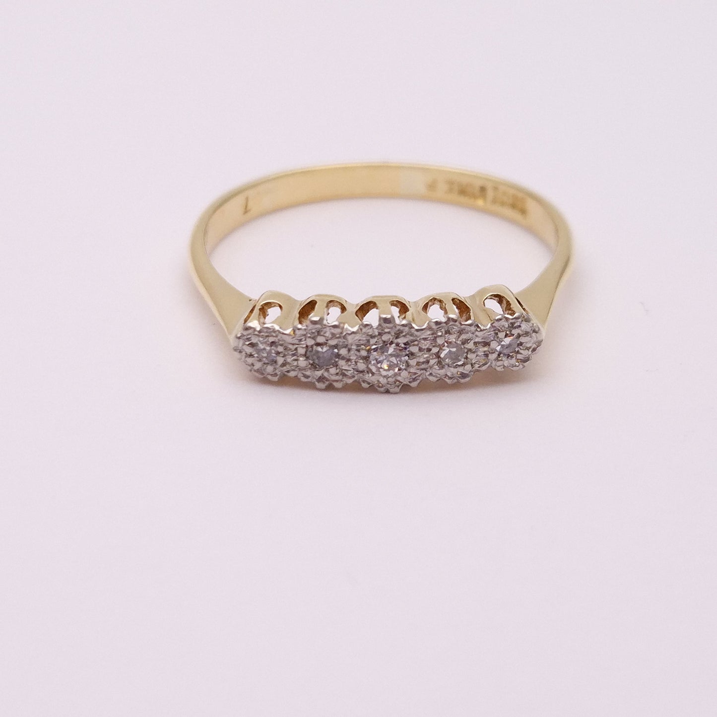18ct Yellow Gold 5 stone Diamond Row Ring