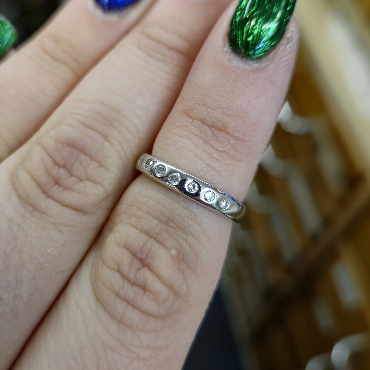 18ct White Gold 1/2 Eternity Diamond Set Ring