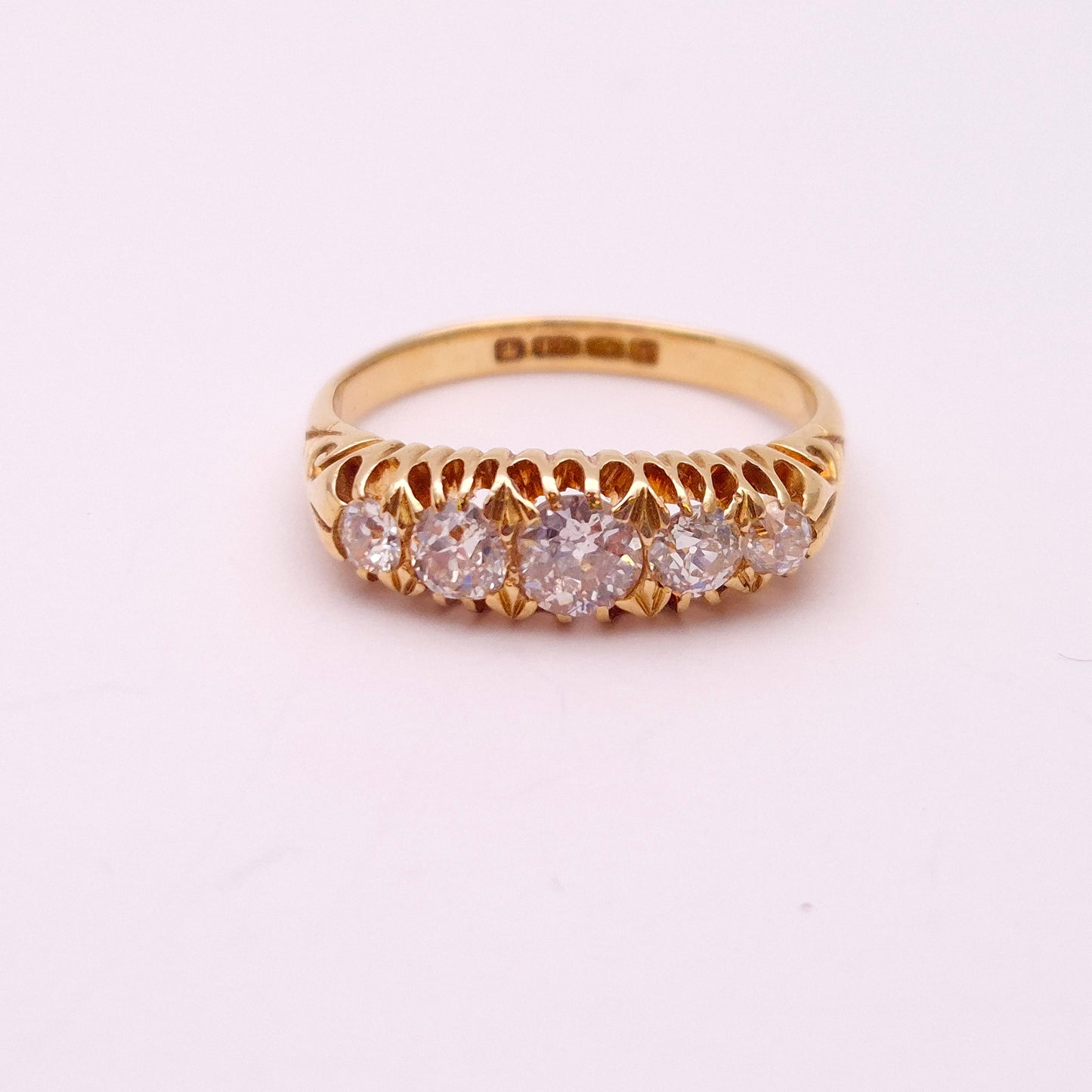 18ct Yellow Gold Antique Edwardian Diamond 5 Stone Ring