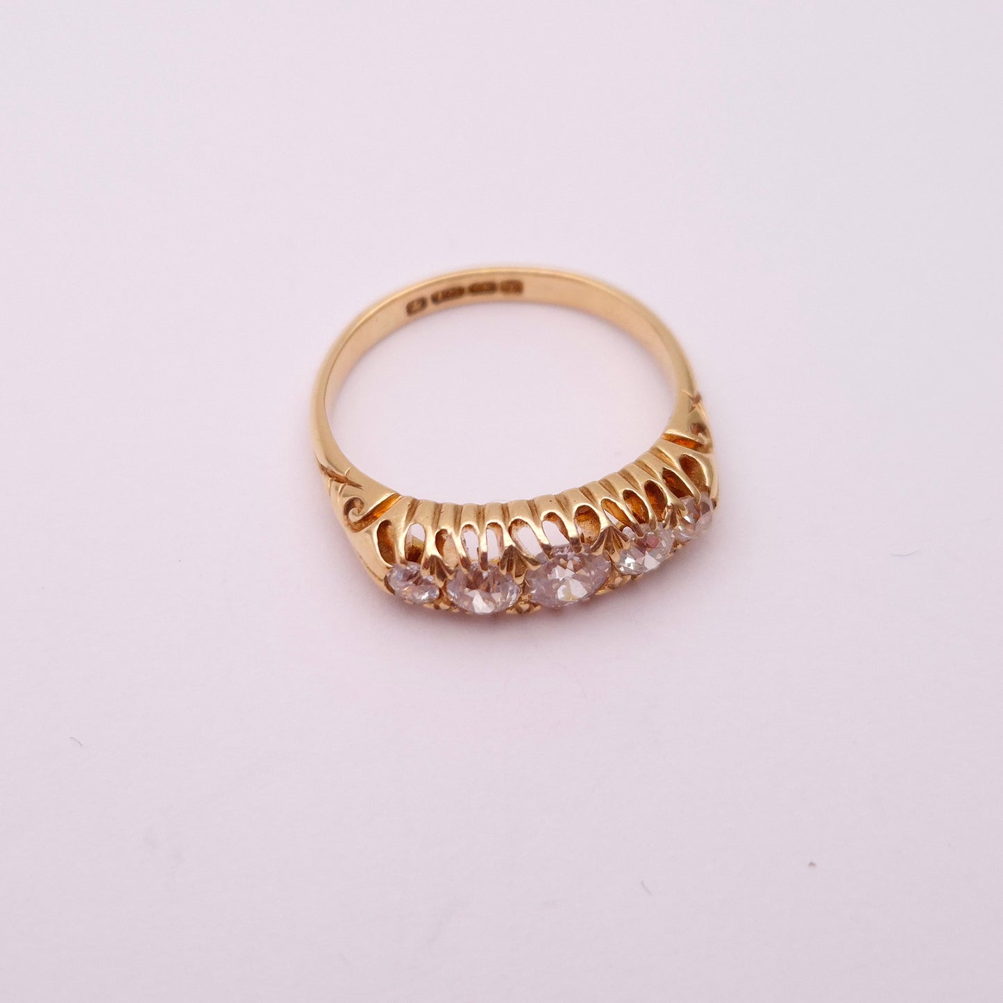 18ct Yellow Gold Antique Edwardian Diamond 5 Stone Ring