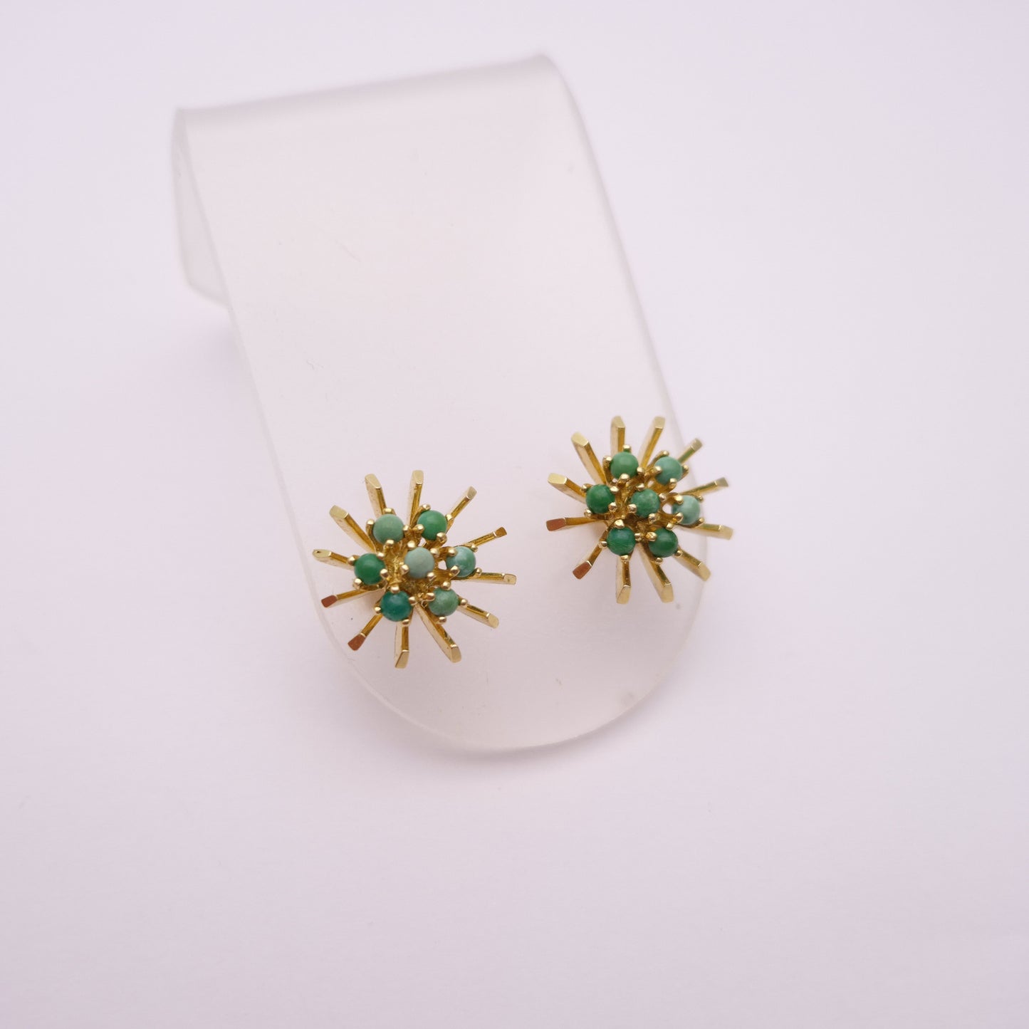 14ct Yellow Gold Turquoise Starburst Stud Earrings