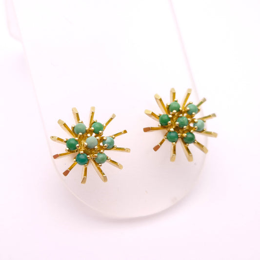 14ct Yellow Gold Turquoise Starburst Stud Earrings