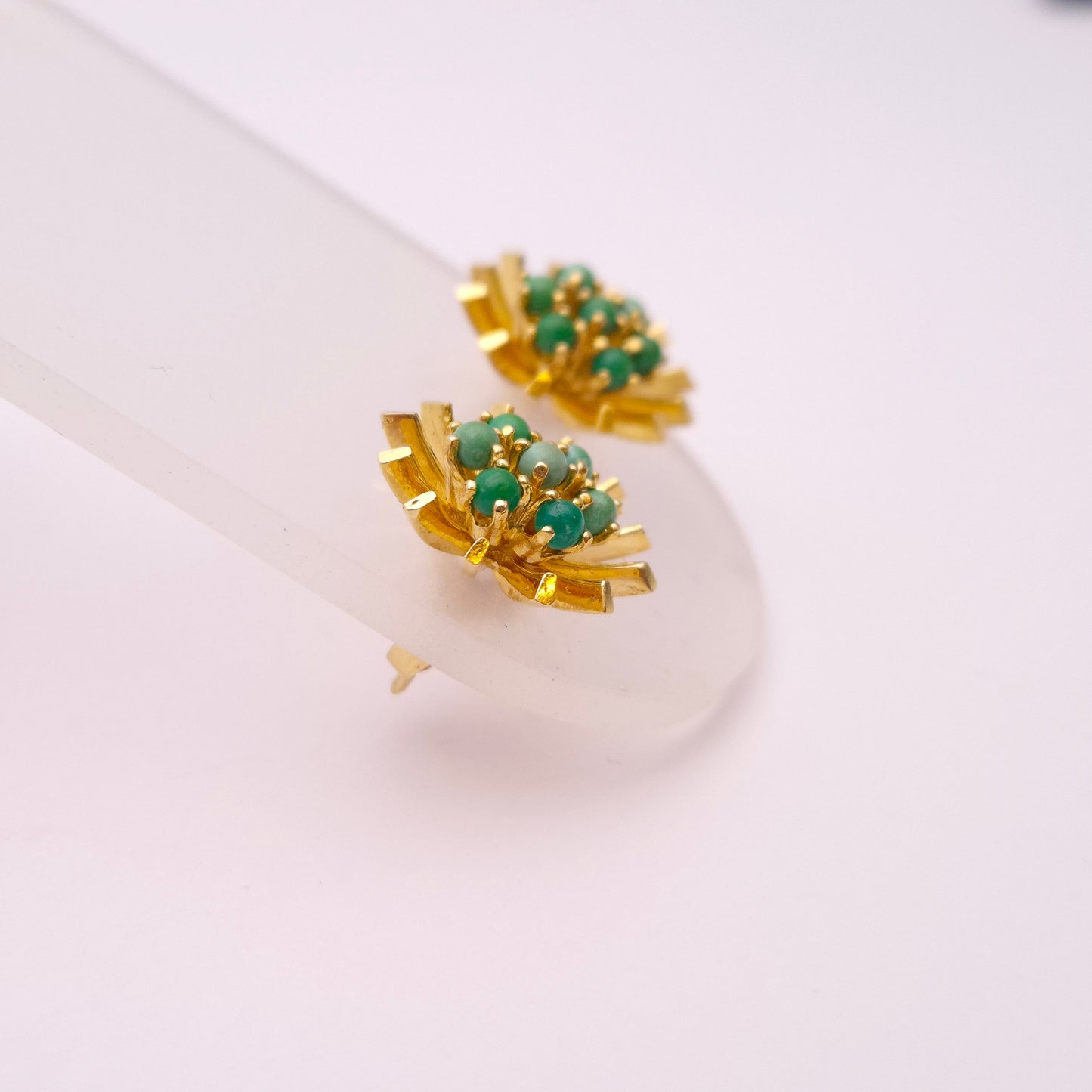 14ct Yellow Gold Turquoise Starburst Stud Earrings
