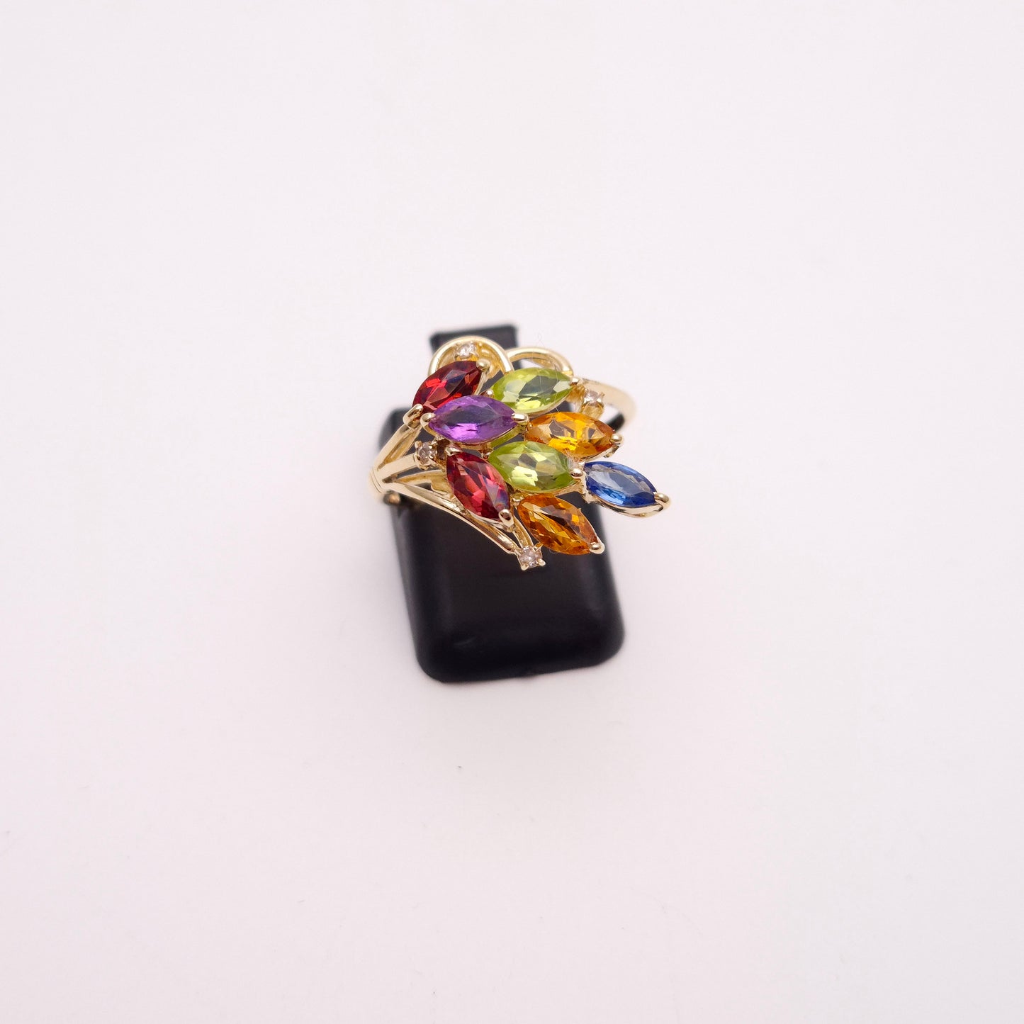 14ct Yellow Gold Rainbow coloured Multi-stone Gemstone Ring