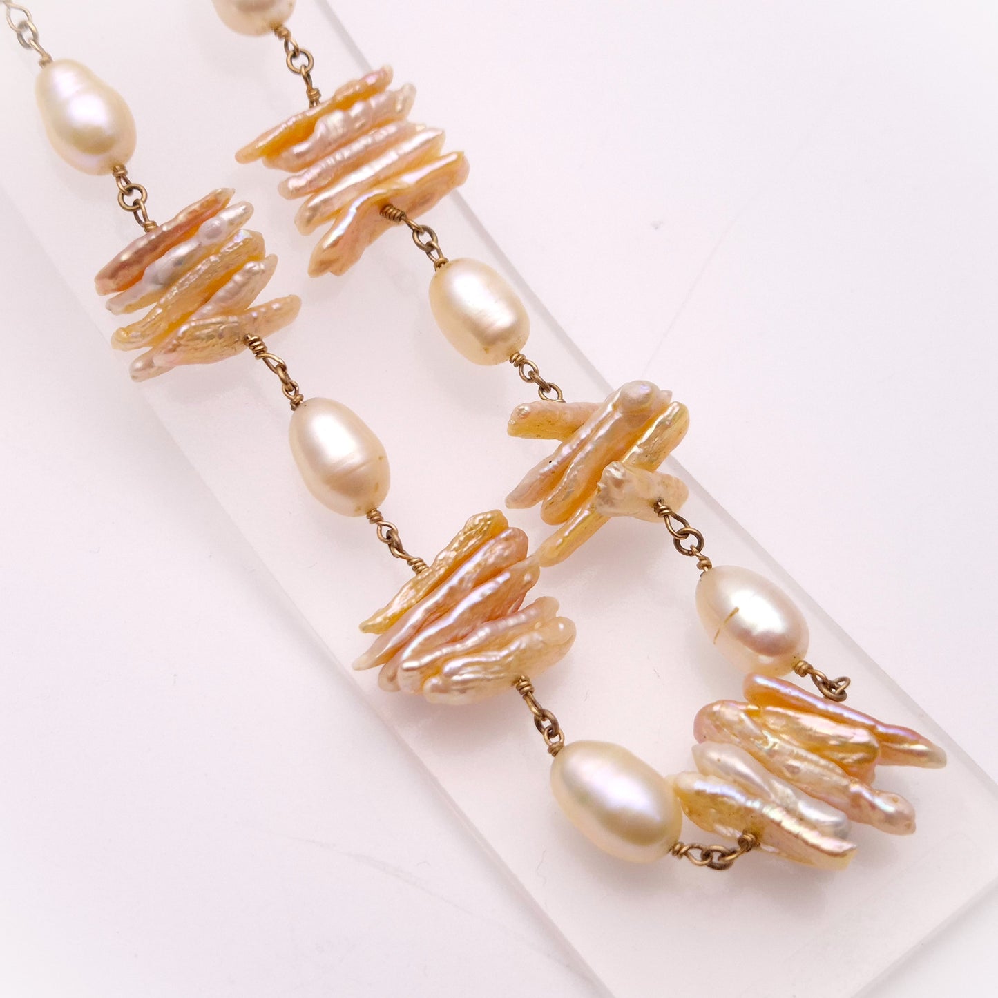 9ct Yellow gold Unique Baroque Pearl Necklace