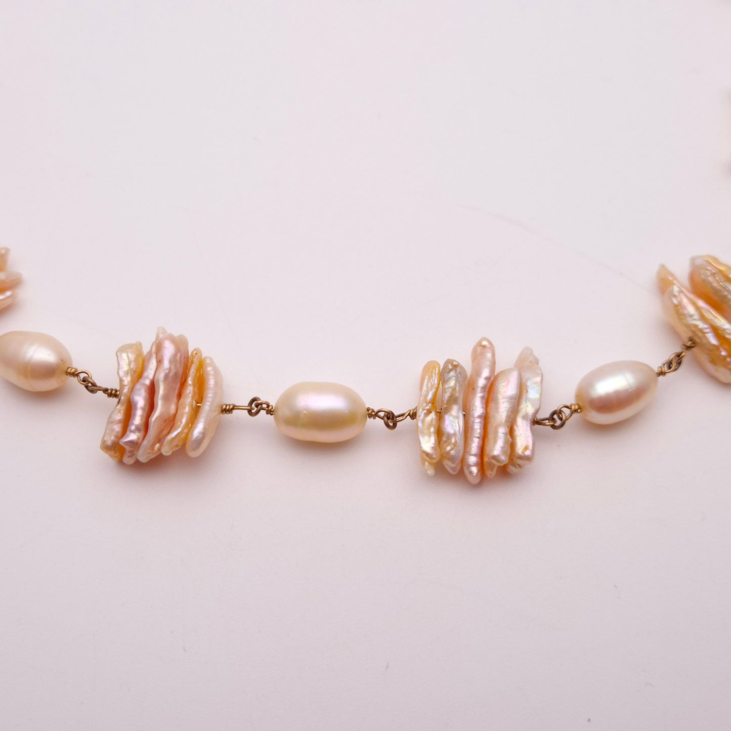 9ct Yellow gold Unique Baroque Pearl Necklace