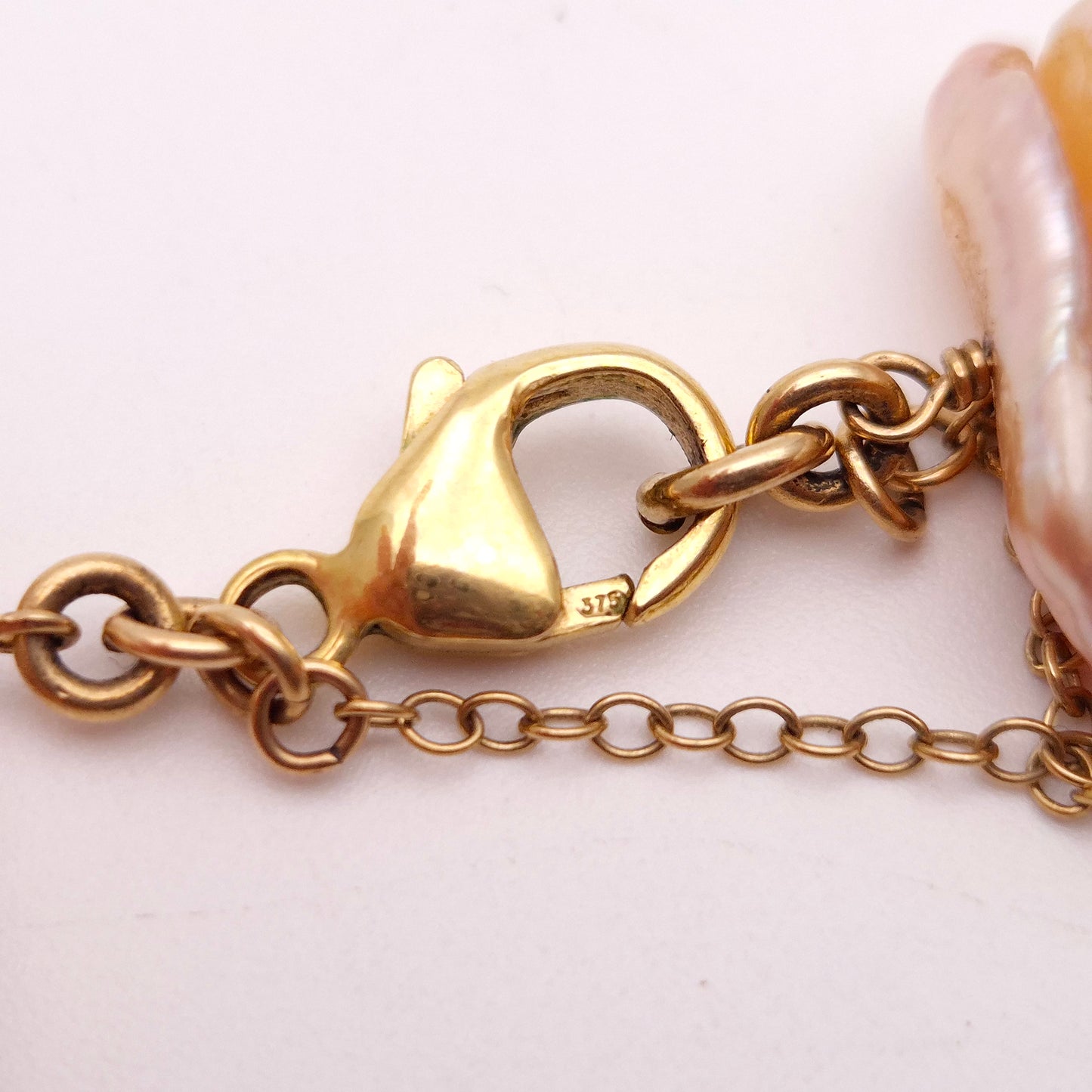 9ct Yellow gold Unique Baroque Pearl Necklace