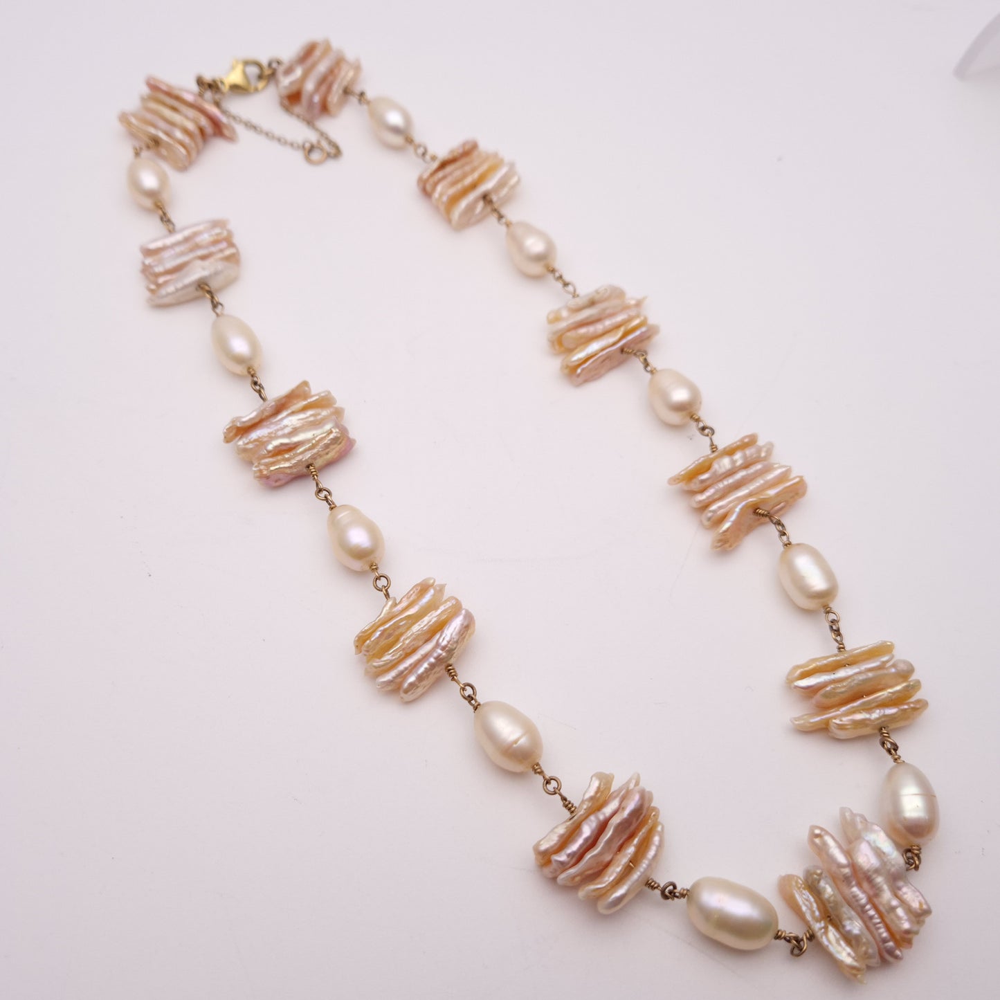 9ct Yellow gold Unique Baroque Pearl Necklace
