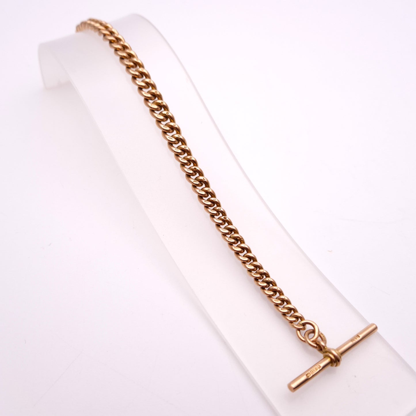 9ct Rose Gold Antique T-bar Heavy Bracelet