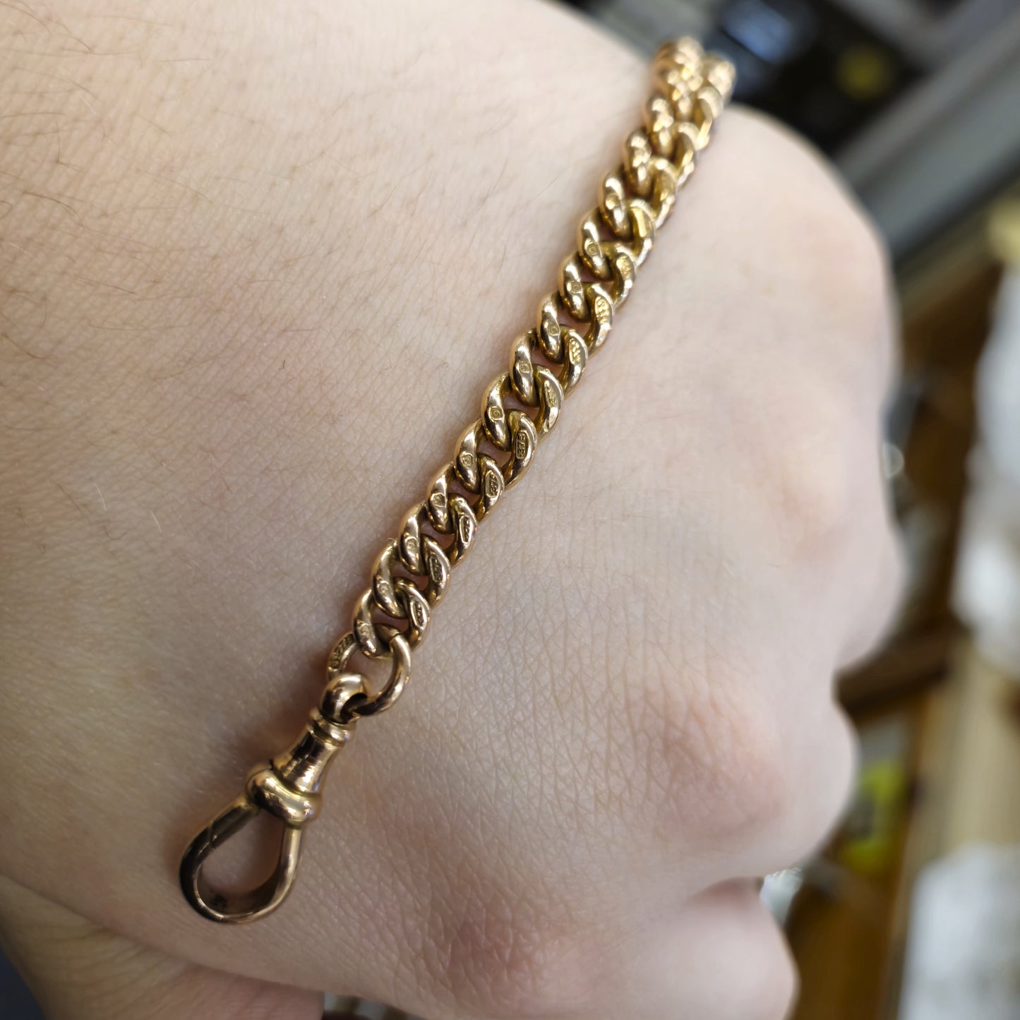 9ct Rose Gold Antique T-bar Heavy Bracelet