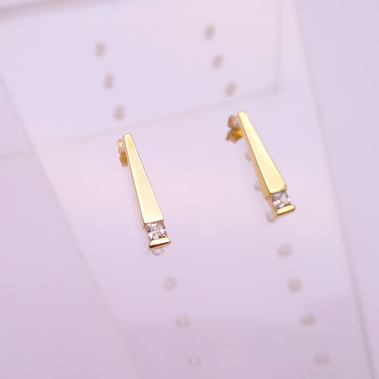 9ct Yellow Gold Cubic Zirconia Bar Drop Stud Earrings