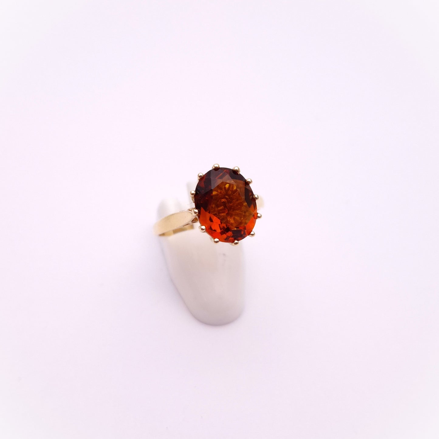 9ct Yellow Gold Deep Orange Citrine Solitaire Ring
