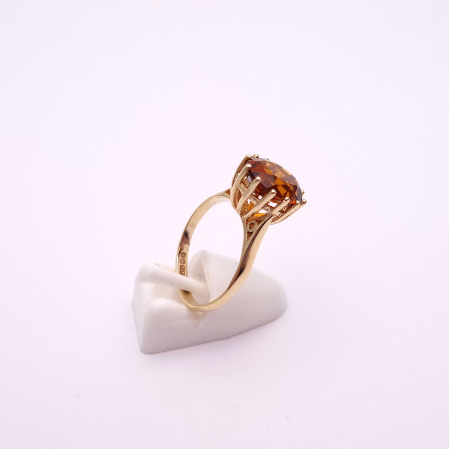 9ct Yellow Gold Deep Orange Citrine Solitaire Ring