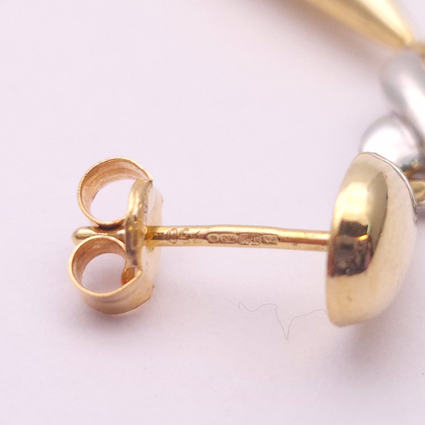 18ct Two Tone 'kiss' X cross and Teardrop Dangle Drop Earring