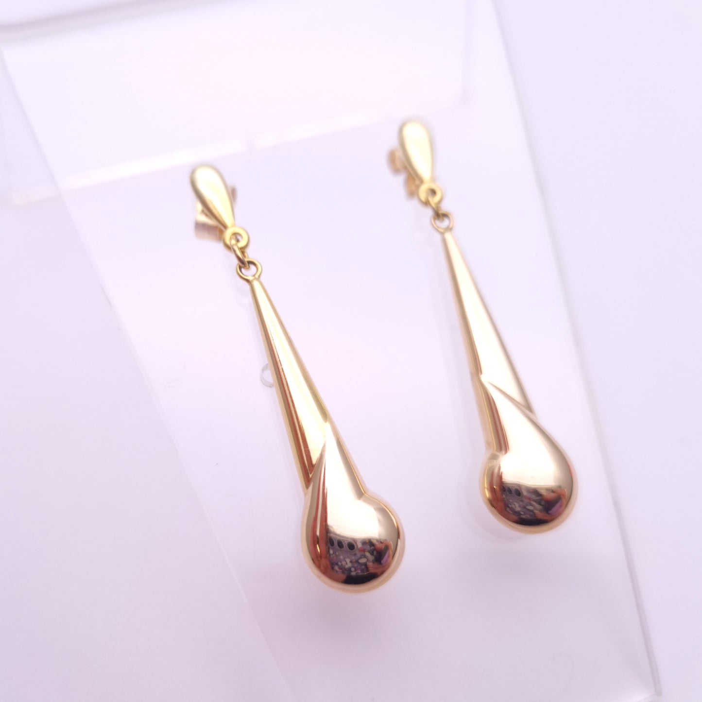 9ct Yellow Gold Teardrop Dangle Drop Earrings
