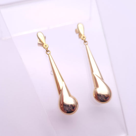 9ct Yellow Gold Teardrop Dangle Drop Earrings