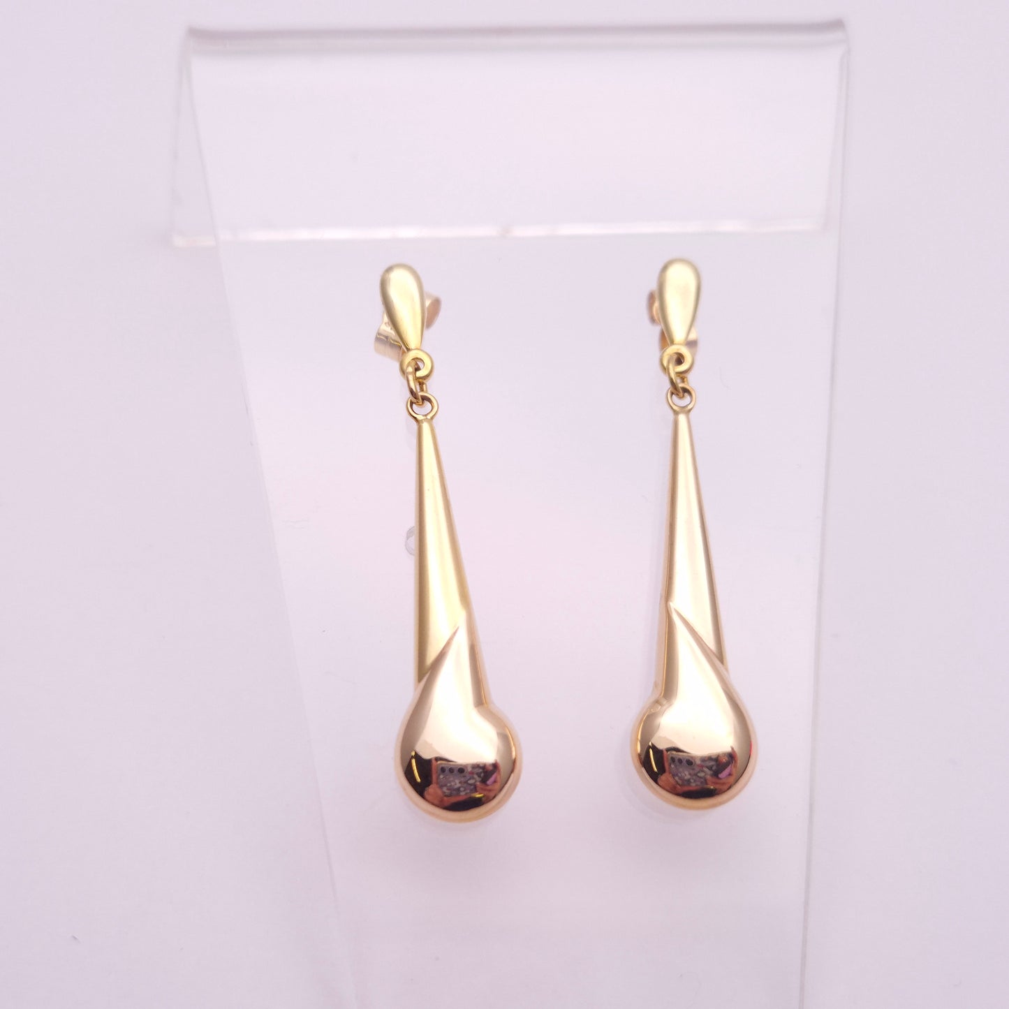 9ct Yellow Gold Teardrop Dangle Drop Earrings