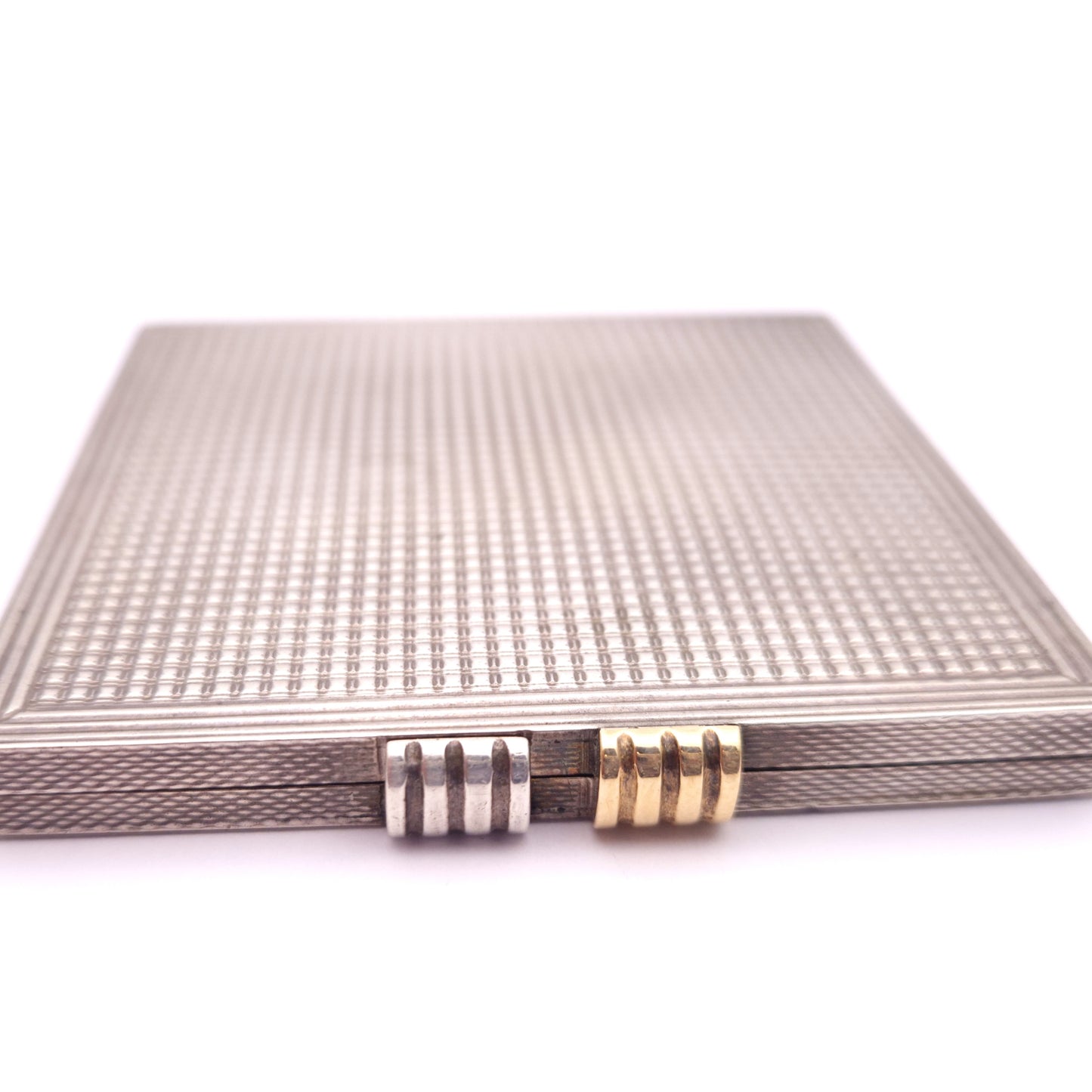 Sterling Silver Antique Art Deco Square Patterned Compact Mirror