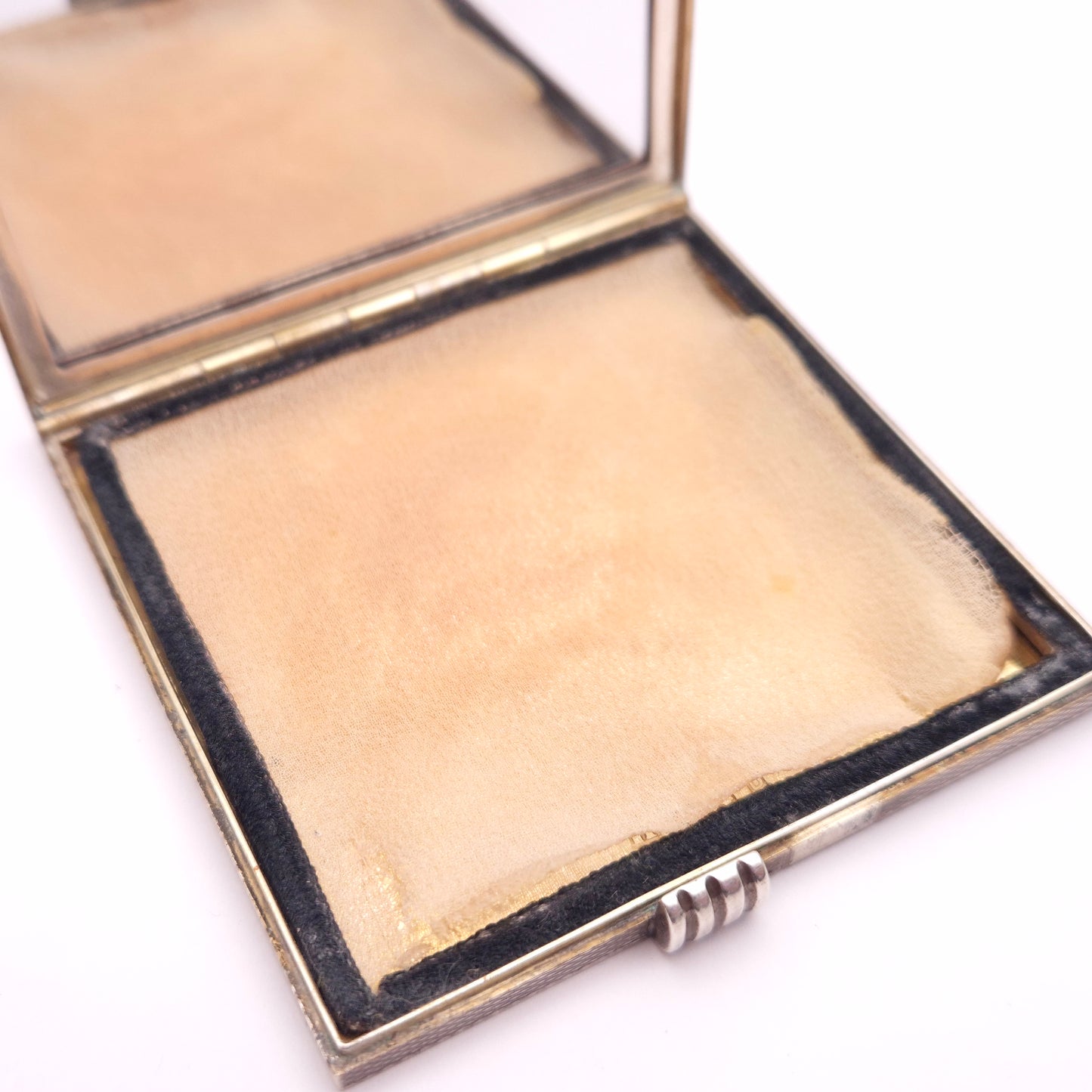 Sterling Silver Antique Art Deco Square Patterned Compact Mirror