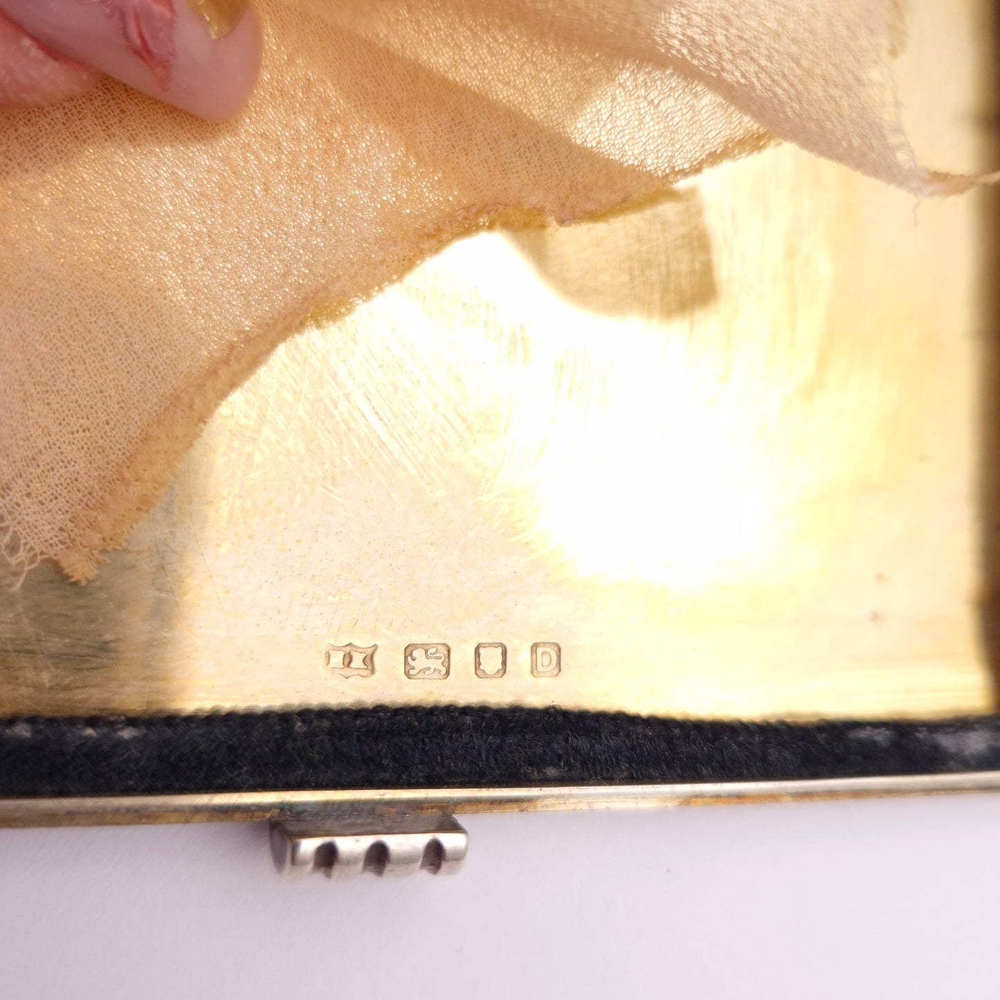 Sterling Silver Antique Art Deco Square Patterned Compact Mirror