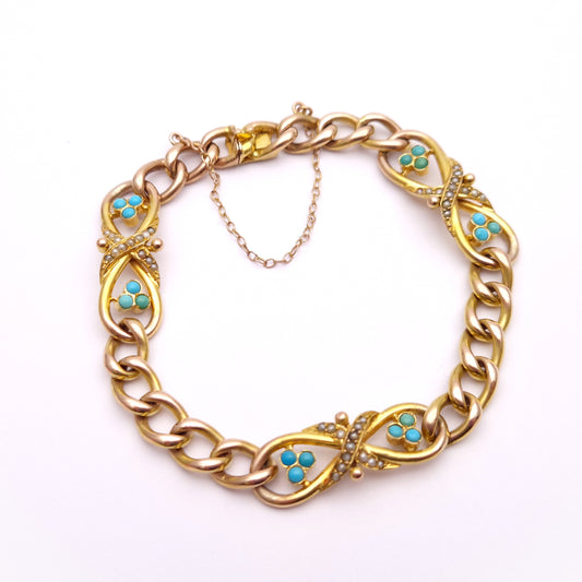 Deposit for 9ct Yellow Gold Antique Turquoise and Seed Pearl Bracelet