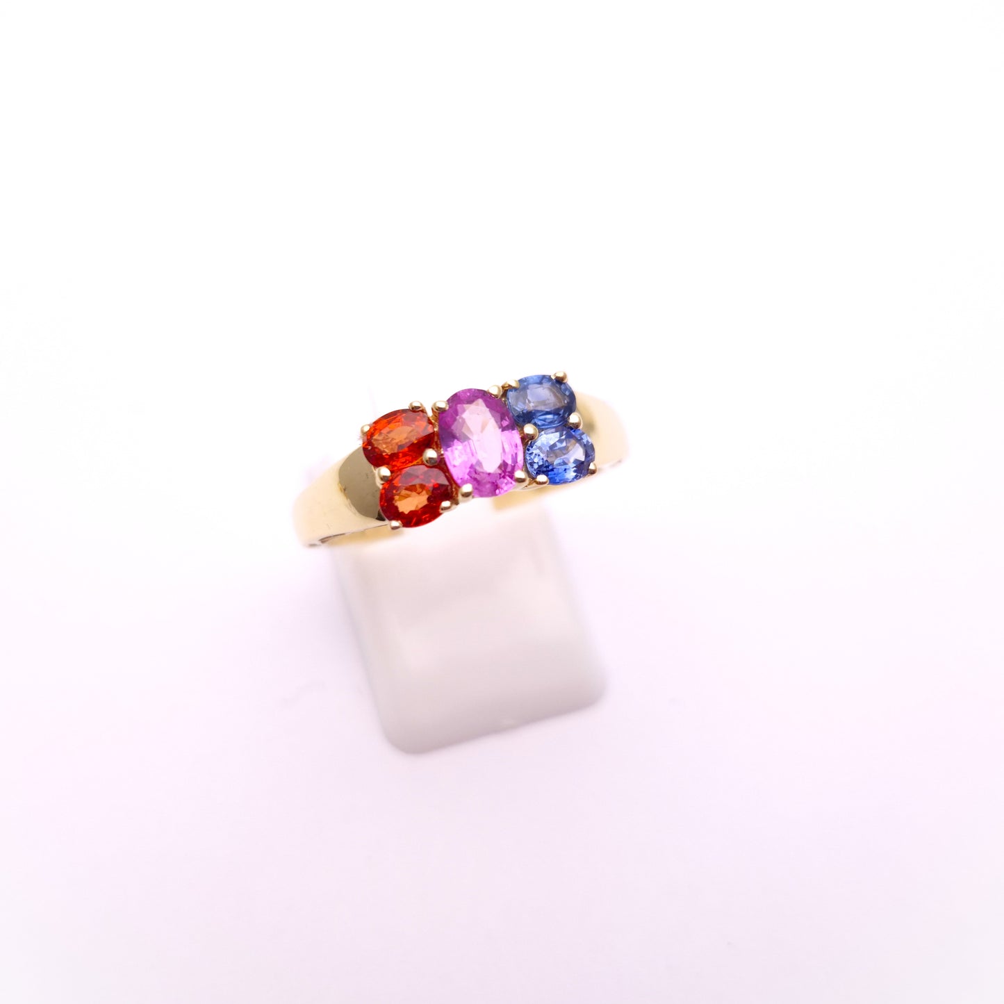 14ct Yellow Gold Multi-Coloured Sapphire Five Stone Ring