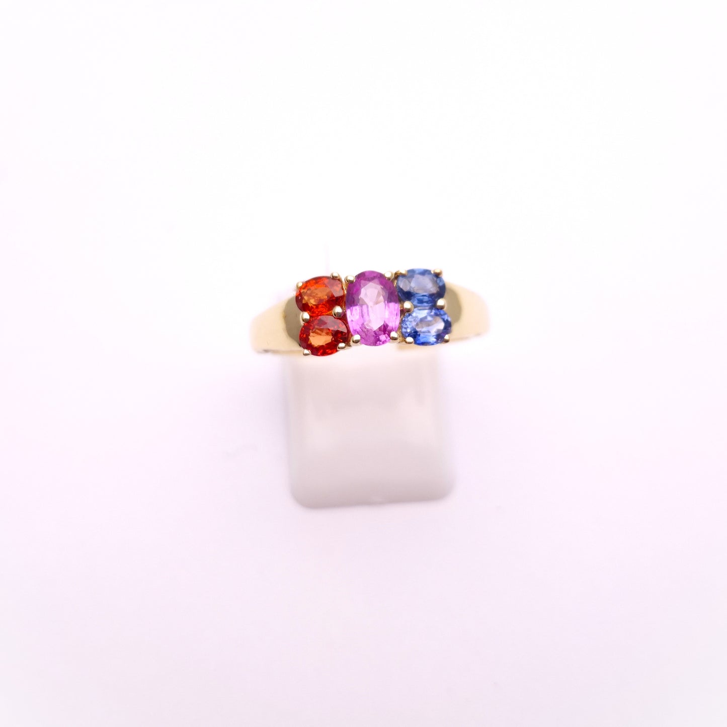 14ct Yellow Gold Multi-Coloured Sapphire Five Stone Ring