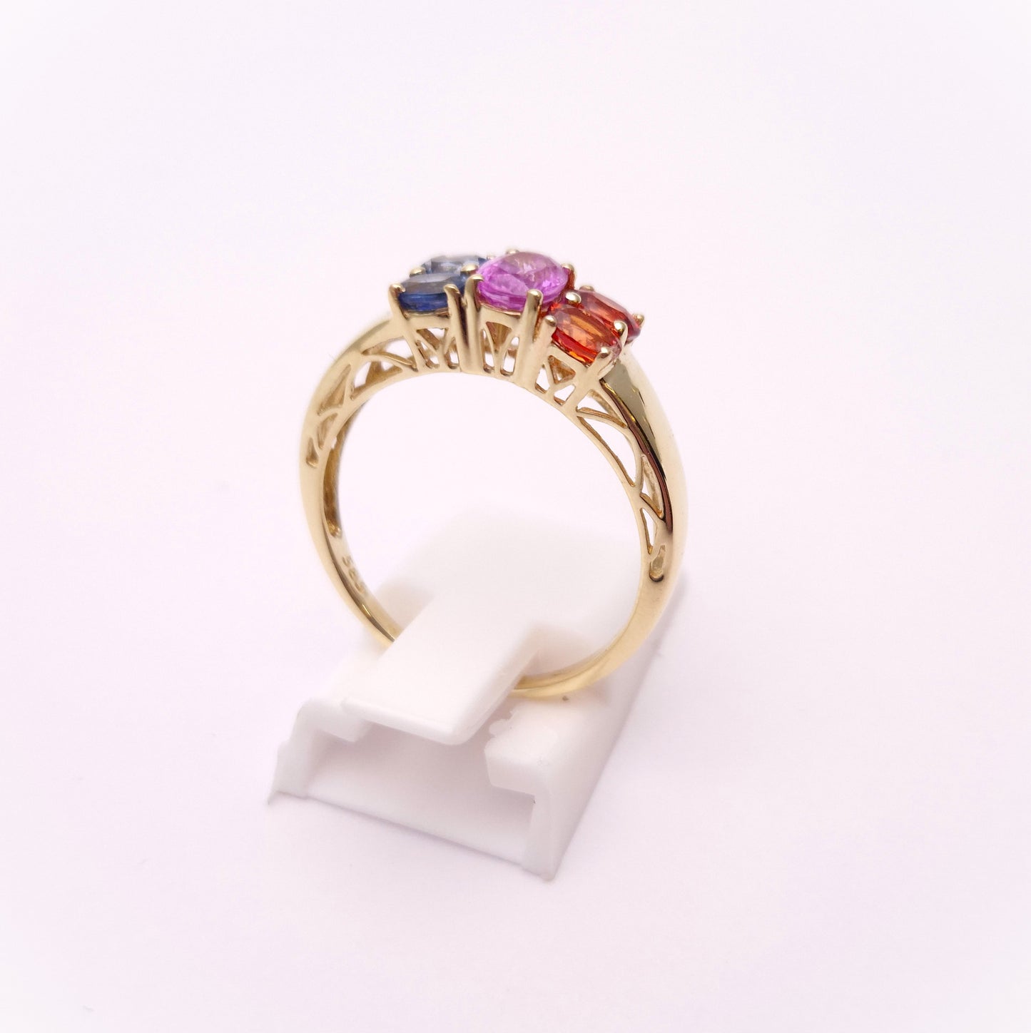 14ct Yellow Gold Multi-Coloured Sapphire Five Stone Ring
