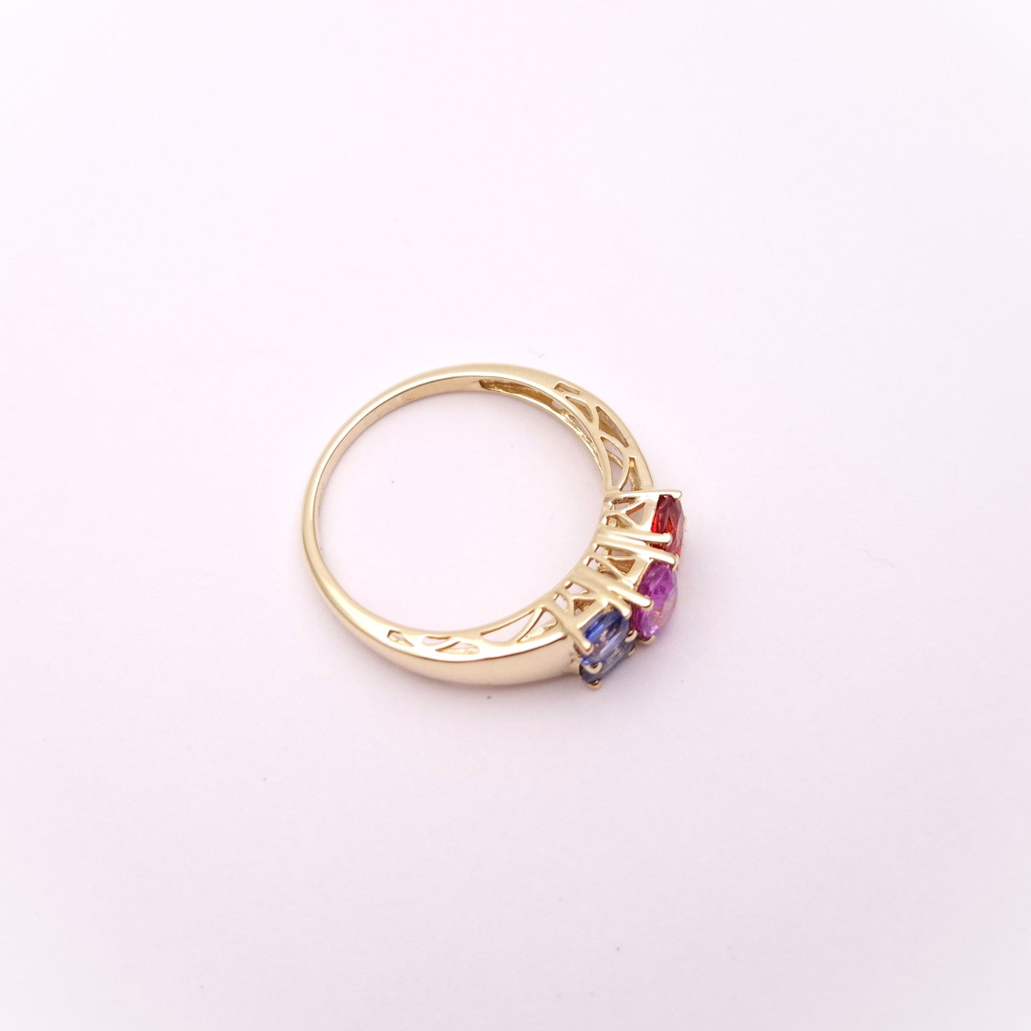 14ct Yellow Gold Multi-Coloured Sapphire Five Stone Ring
