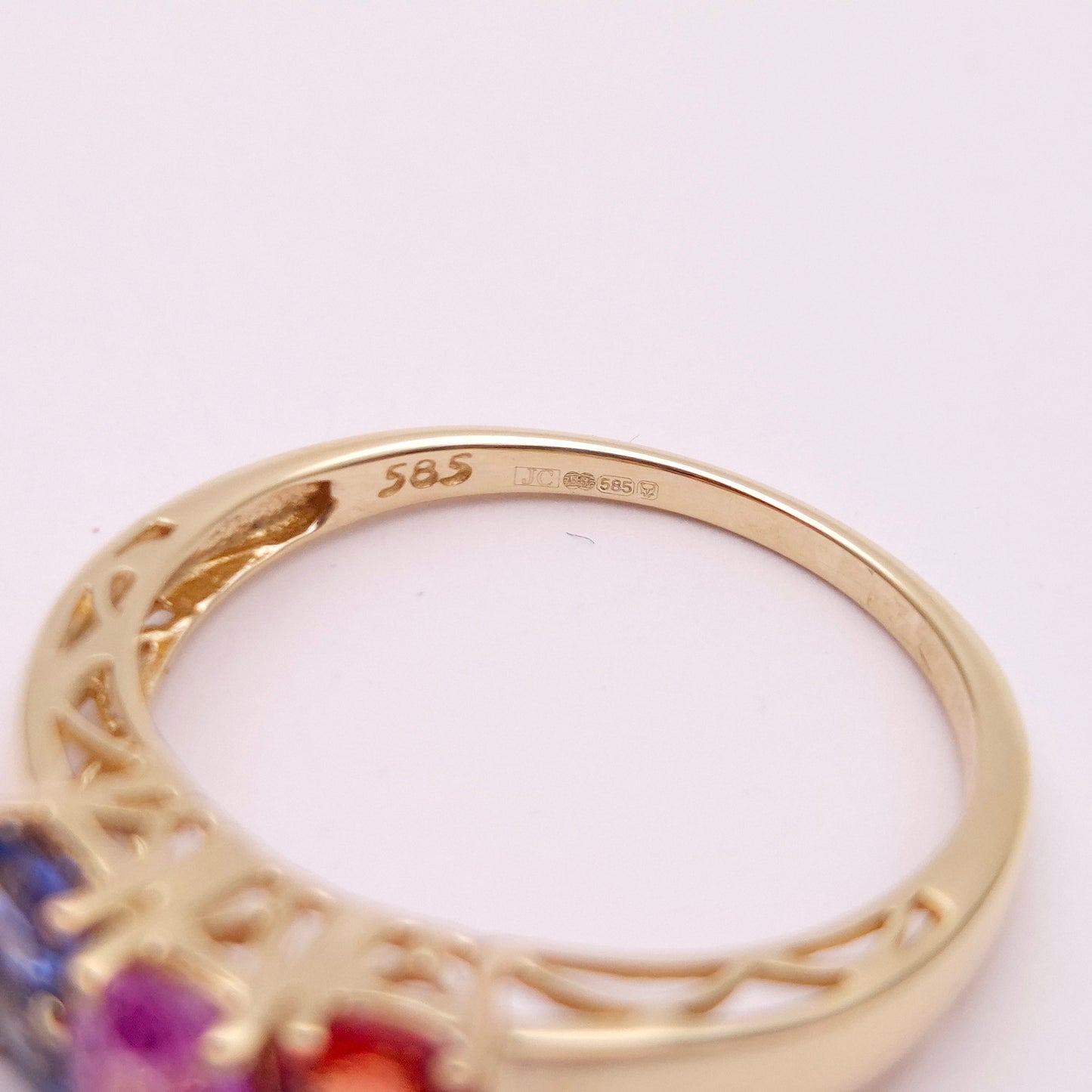 14ct Yellow Gold Multi-Coloured Sapphire Five Stone Ring