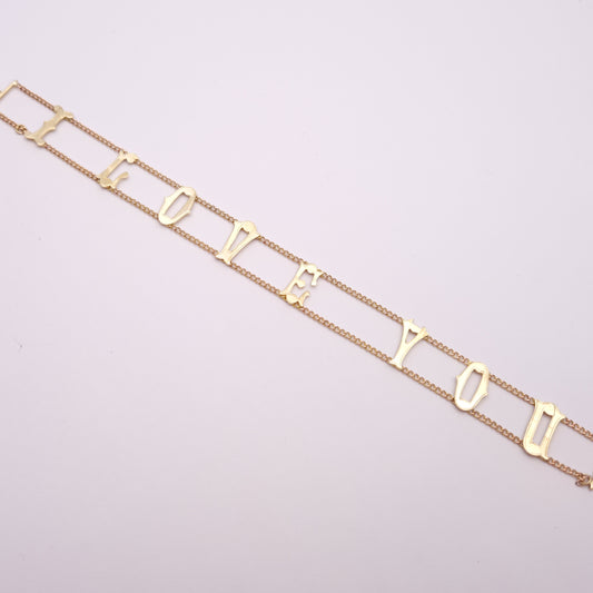 9ct Yellow gold Vintage 1960's 'I Love You' Bracelet