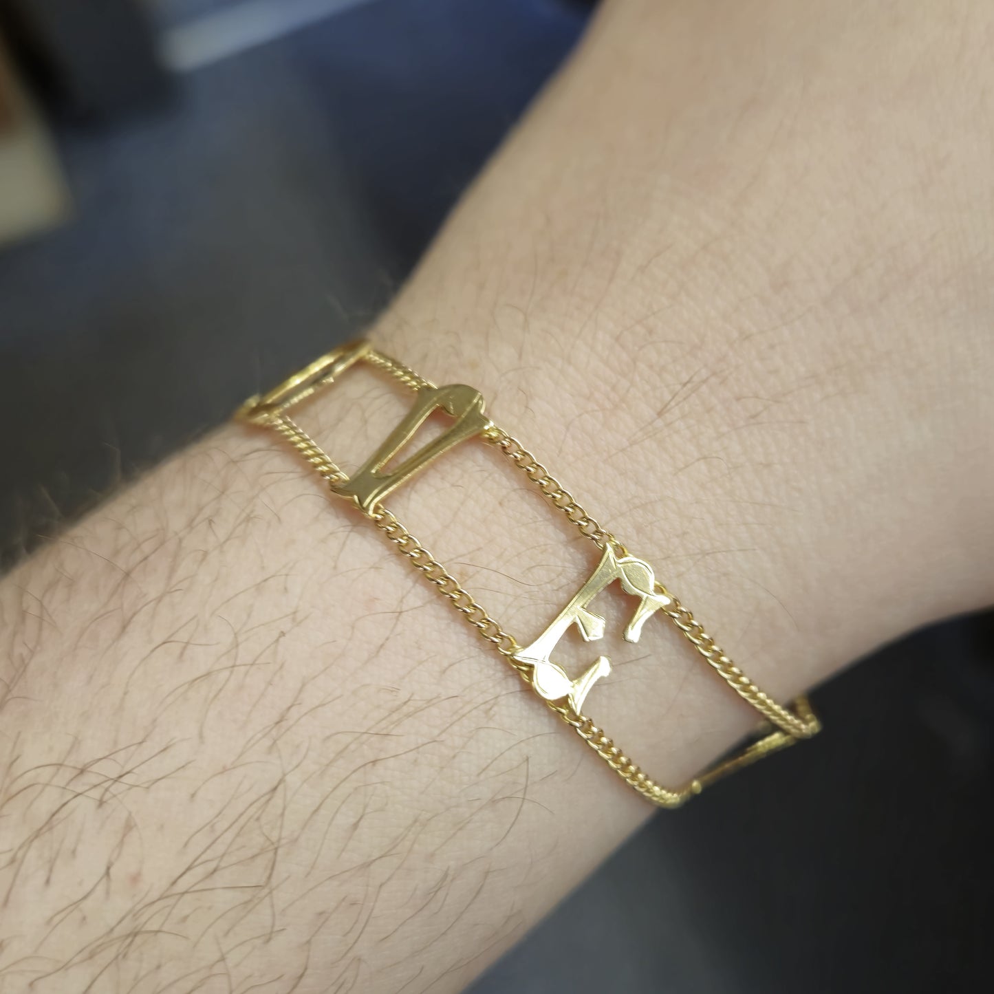 9ct Yellow gold Vintage 1960's 'I Love You' Bracelet