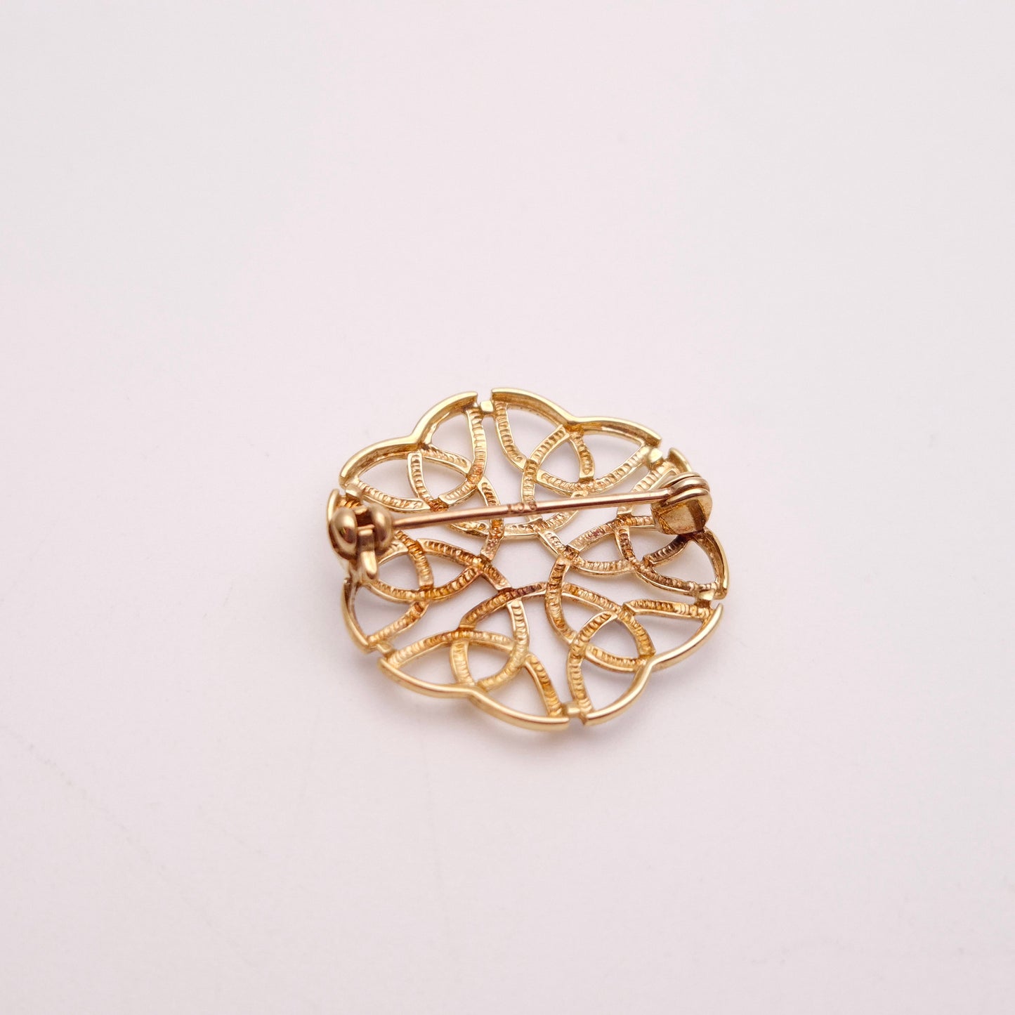 9ct Two-tone Yellow and White gold Celtic knot Style Brooch